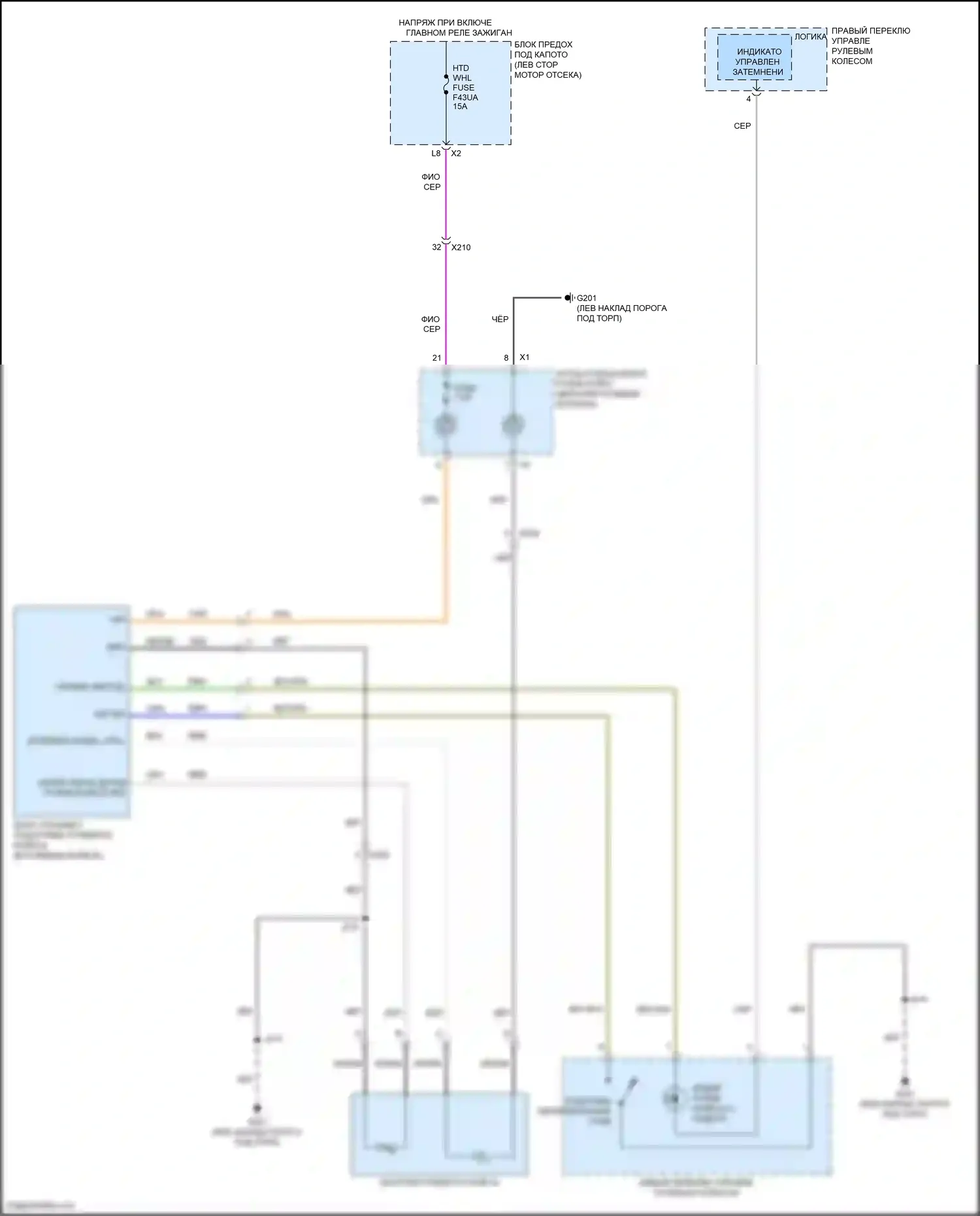 Malibu Chevrolet IX рестайлинг (2018-2024): Электросхема рулевого колеса с подогревом 