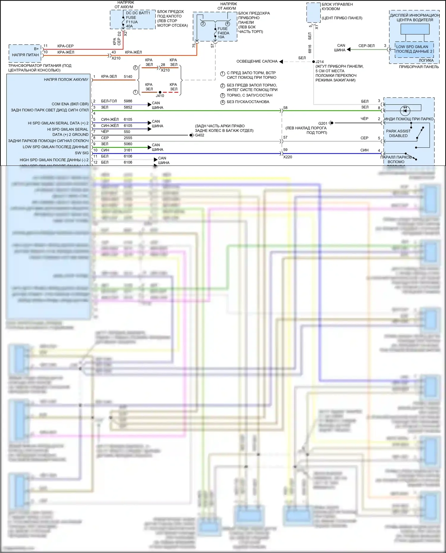 Malibu Chevrolet IX рестайлинг (2018-2024): Электросхема парктроника 