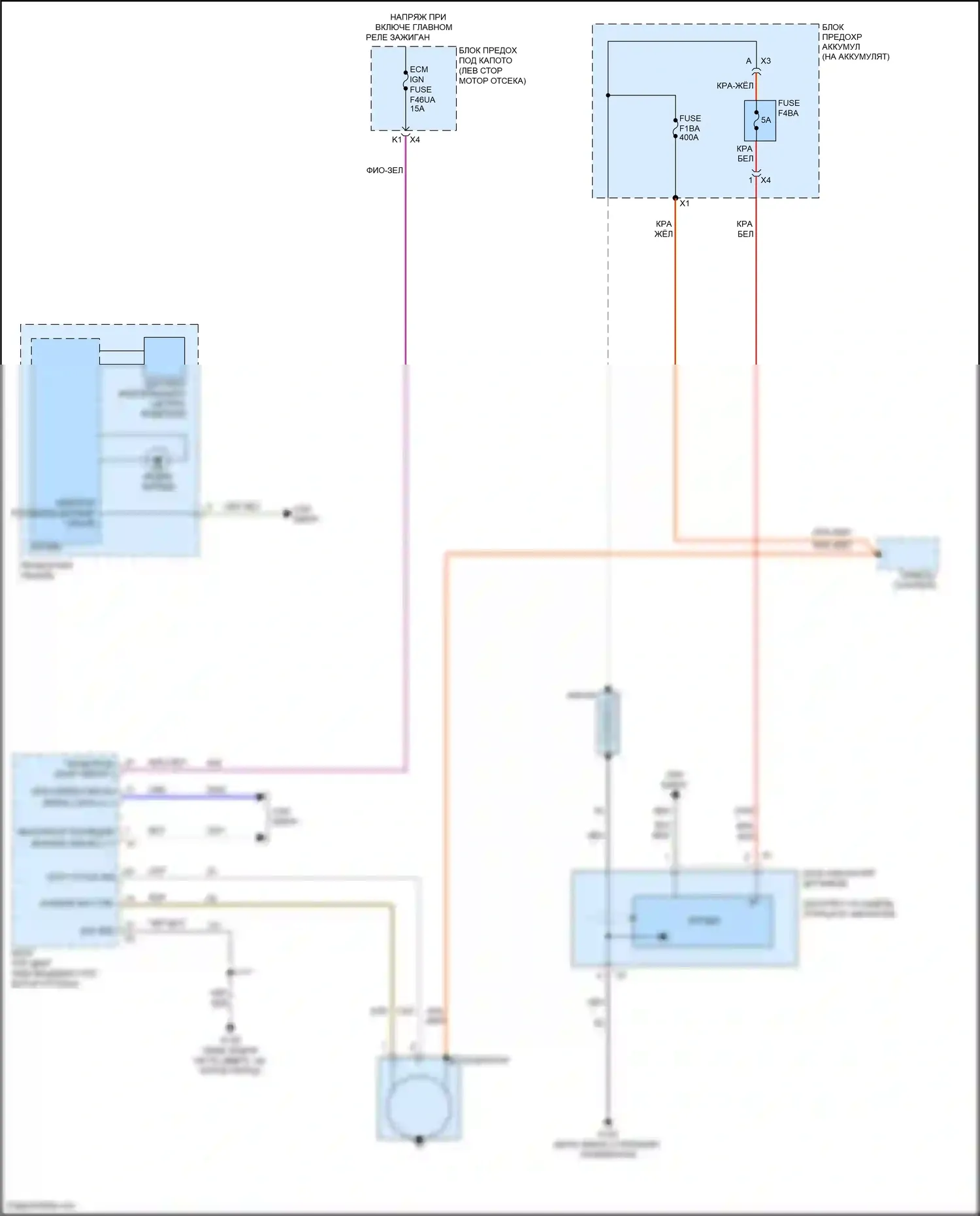 Malibu Chevrolet IX рестайлинг (2018-2024): Электросхема генератора, с запуском-остановом 