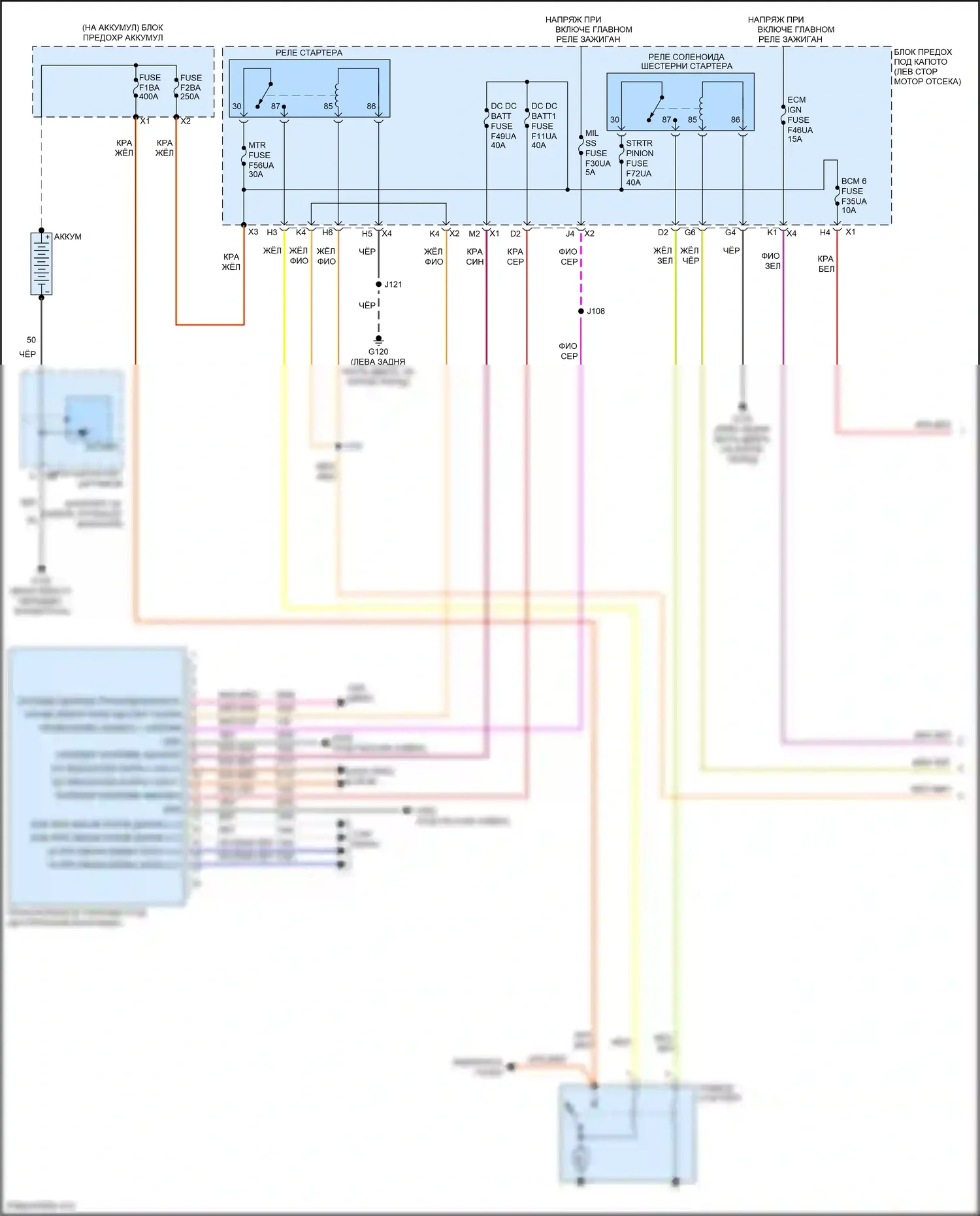 Malibu Chevrolet IX рестайлинг (2018-2024): Электросхема стартера, с системой старт-стоп (1 из 2) 