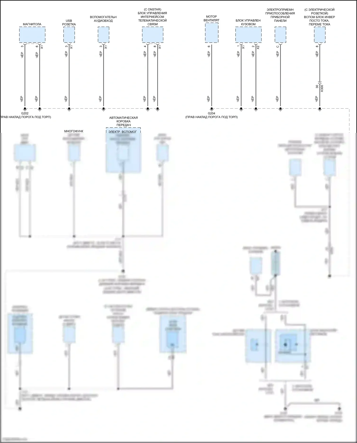 Malibu Chevrolet IX рестайлинг (2018-2024): Электросхема разводки массы (3 из 6) 