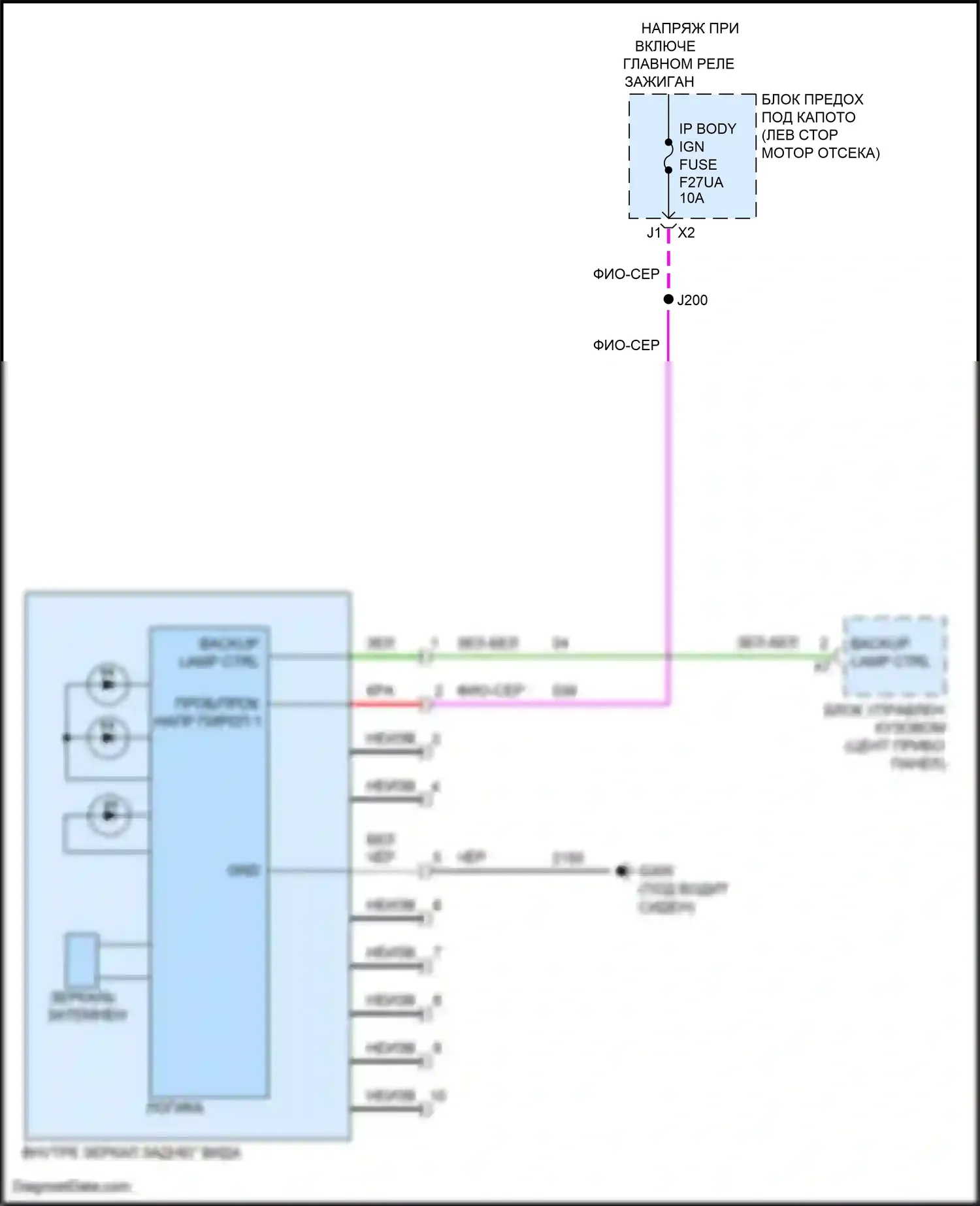 Malibu Chevrolet IX рестайлинг (2018-2024): Электросхема электрохромного зеркала 