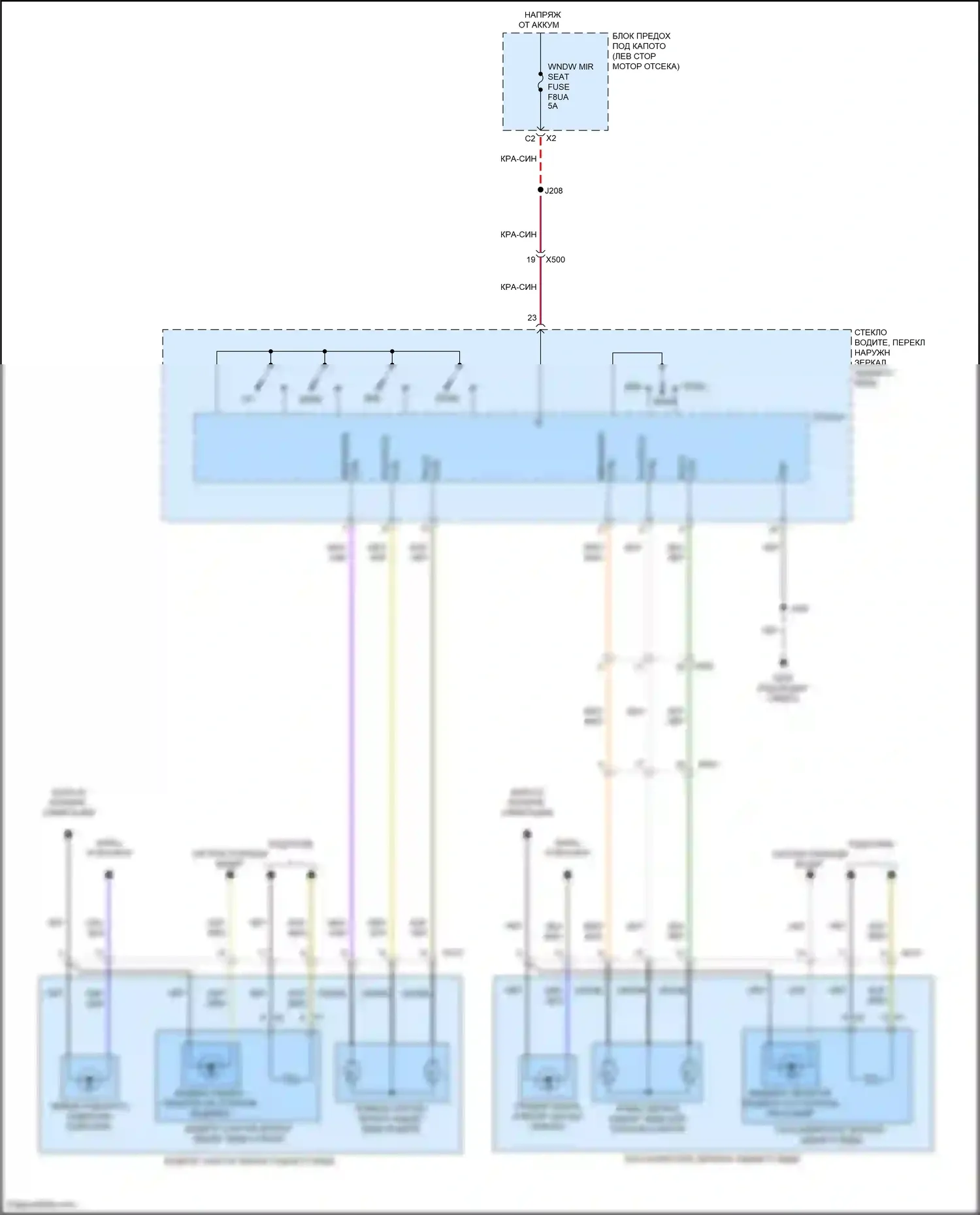 Malibu Chevrolet IX рестайлинг (2018-2024): Электросхема управления зеркалами заднего вида 