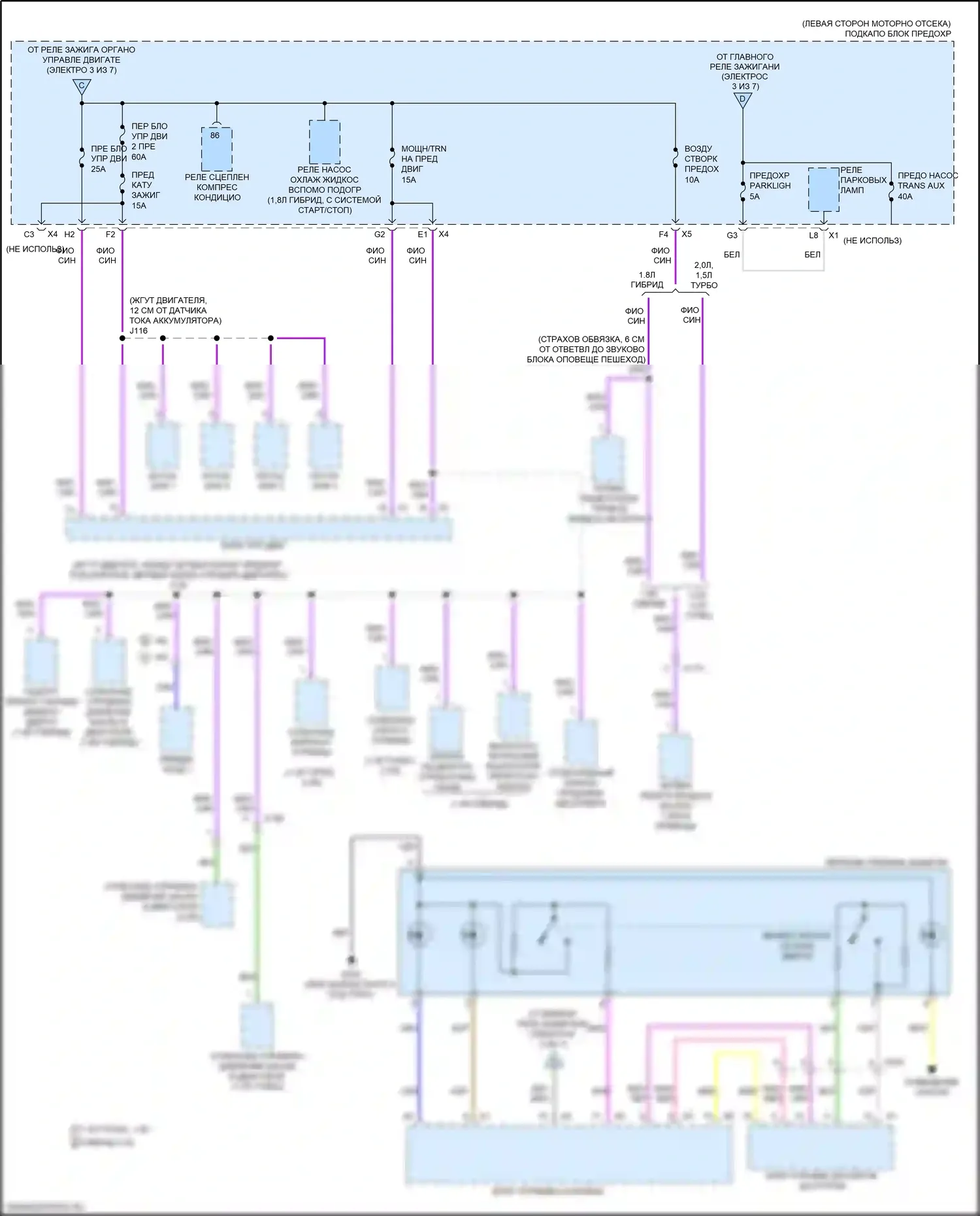 Malibu Chevrolet IX (2015-2018): Электросхема блока предохранителей реле (2 из 7) 