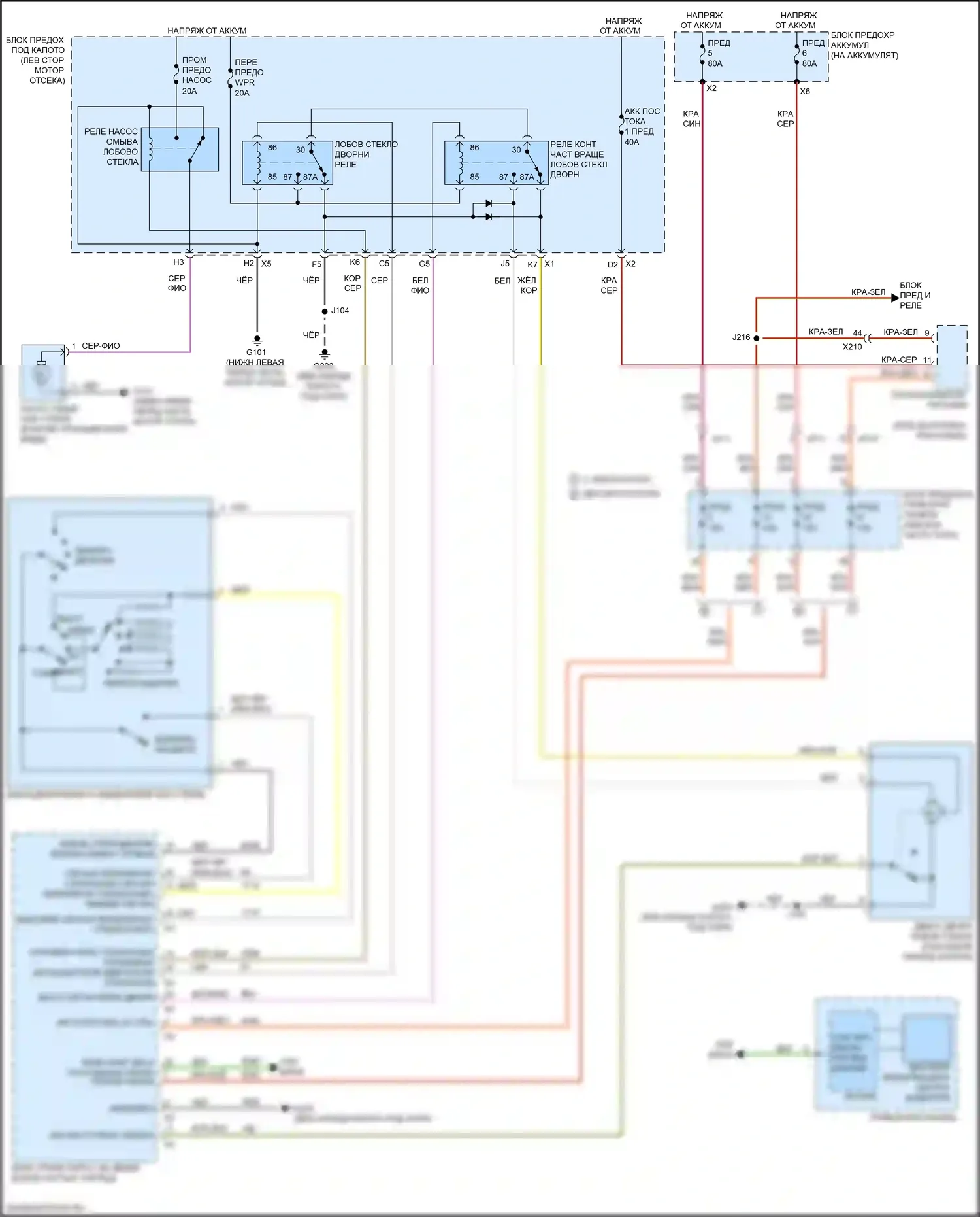 Malibu Chevrolet IX (2015-2018): Дворники и омыватели электросхема 