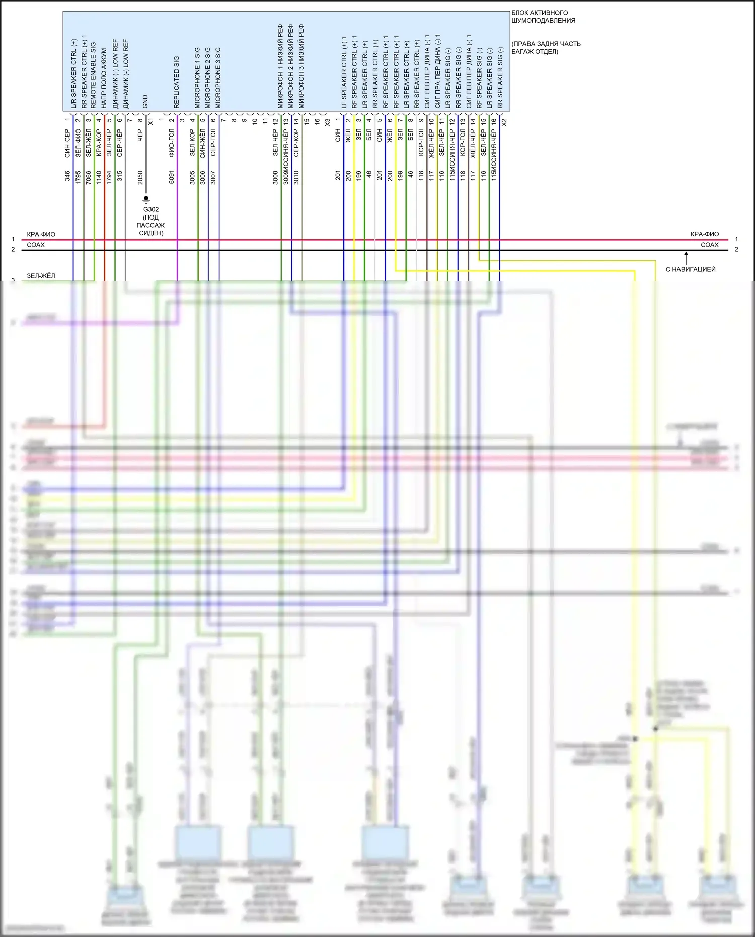 Malibu Chevrolet IX (2015-2018): Электросхема магнитолы, верхний уровень без усилителя, с активным шумом (3 из 4) 