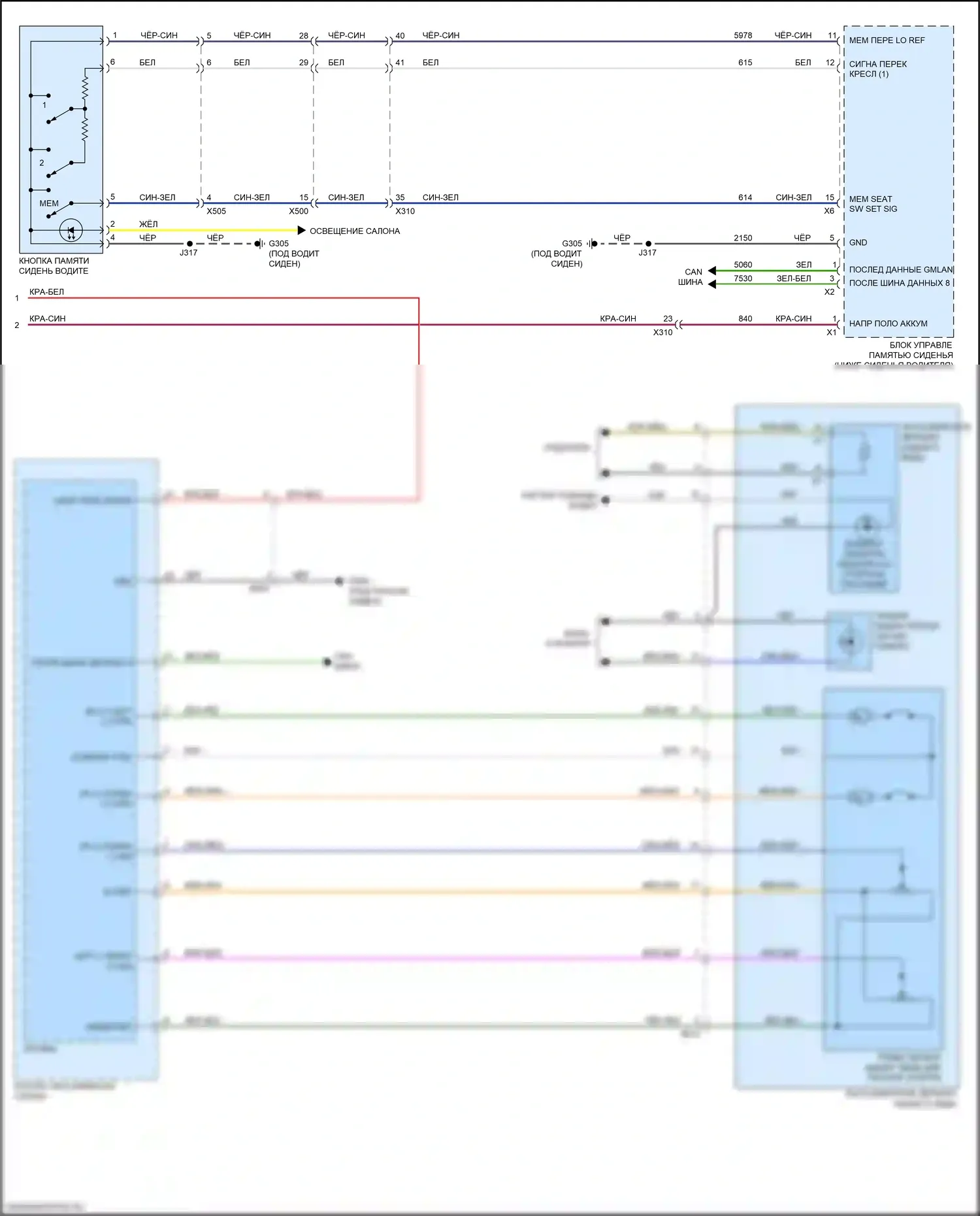 Malibu Chevrolet IX (2015-2018): Электросхема памяти зеркал (2 из 2) 