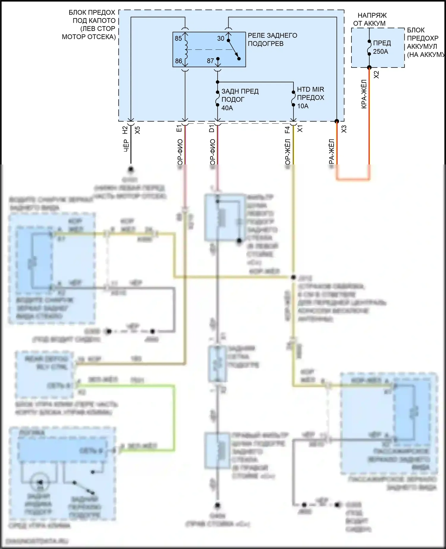 Malibu Chevrolet IX (2015-2018): Электросхема подогрева стекол 