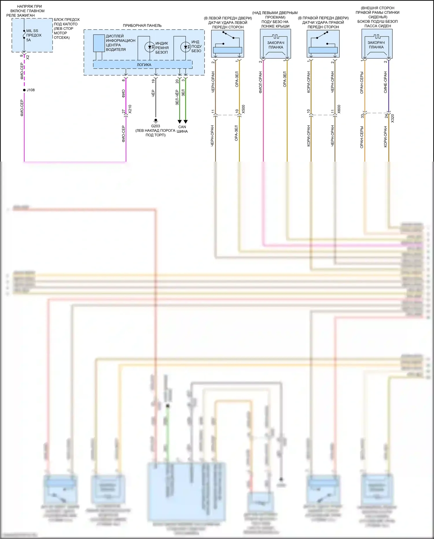 Malibu Chevrolet IX (2015-2018): Электросхема подушек безопасности (2 из 3) 
