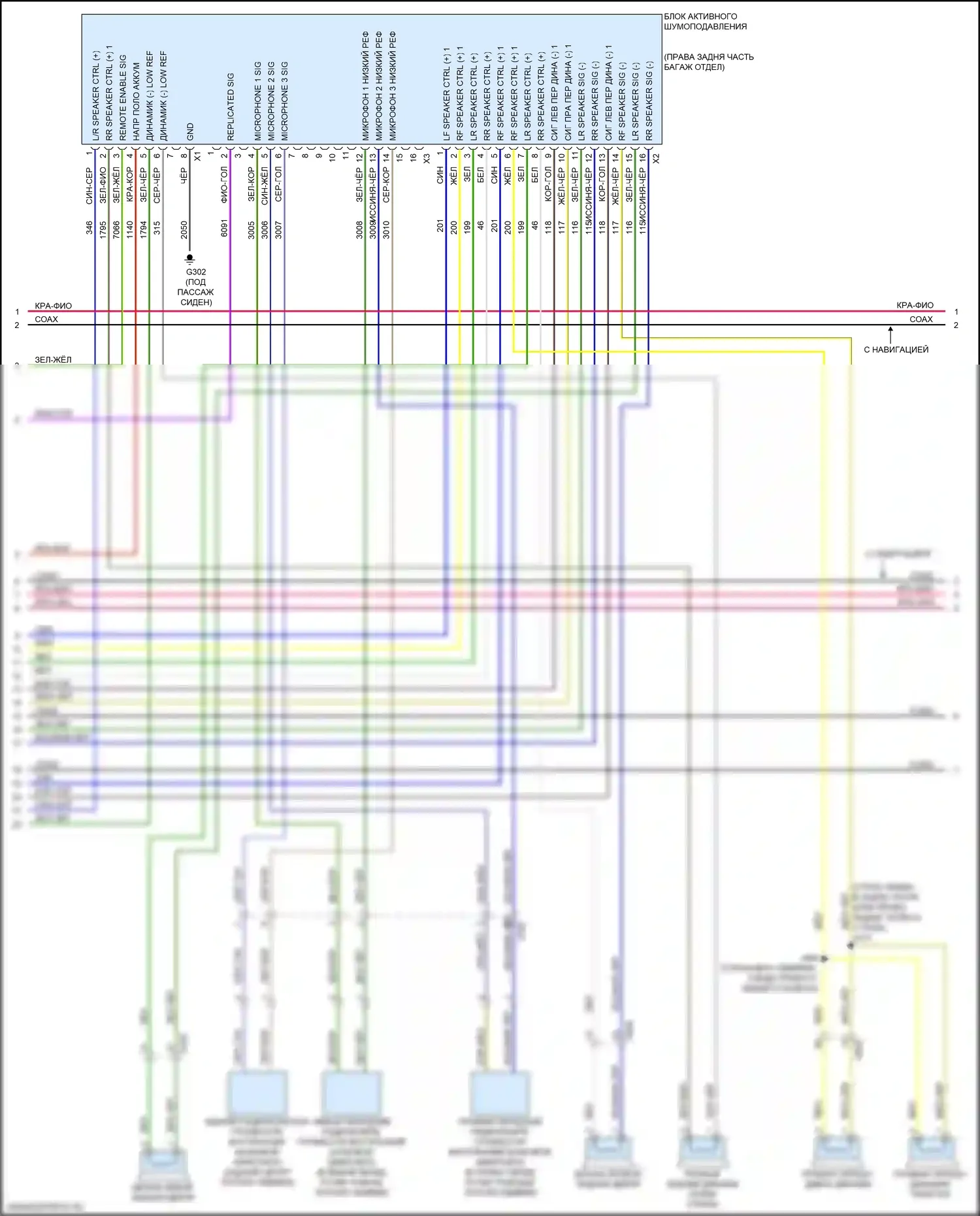 Malibu Chevrolet IX (2015-2018): Электросхема навигации, без усилителя, с активным шумом (3 из 4) 
