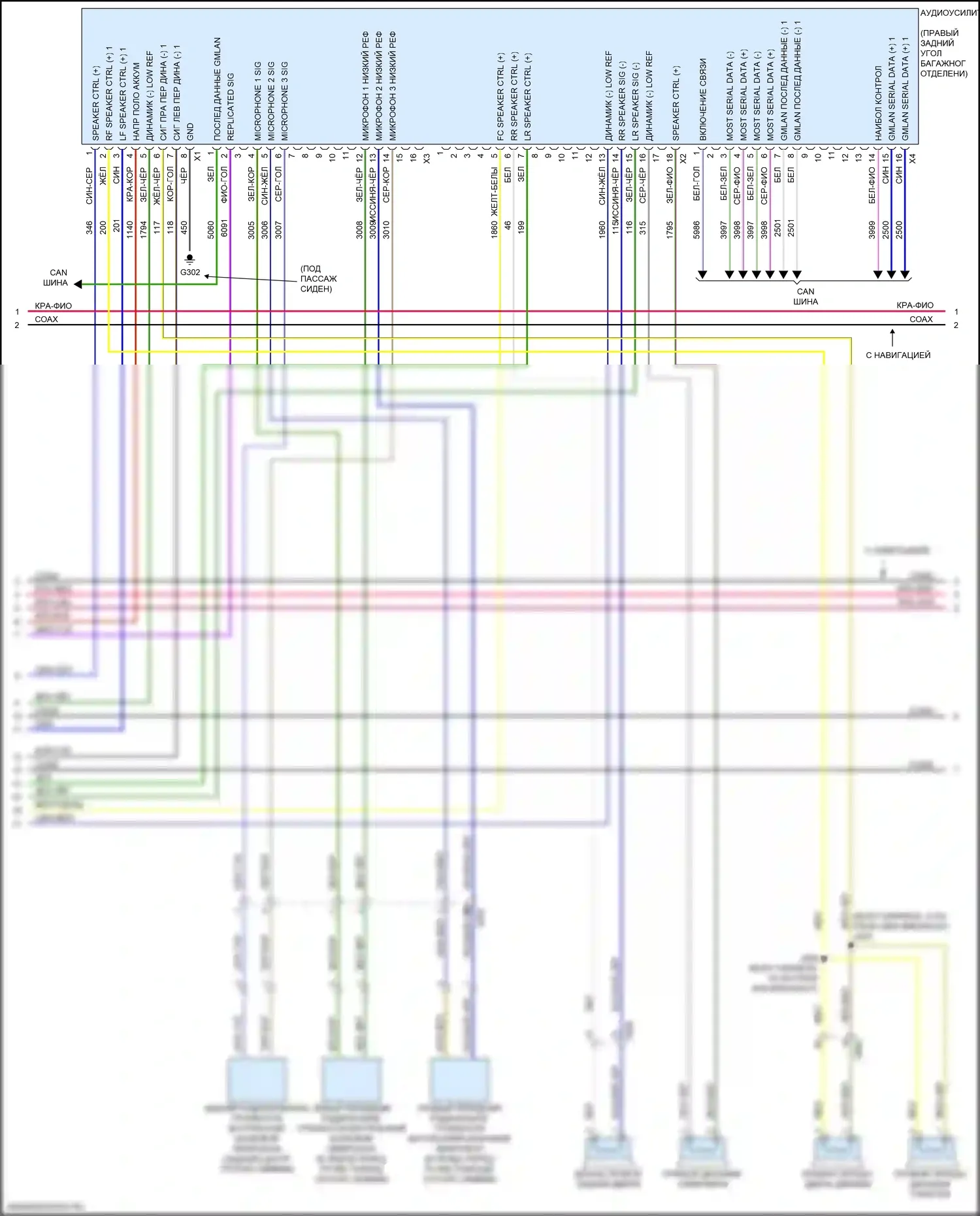 Malibu Chevrolet IX (2015-2018): Электросхема навигации, с усилителем (3 из 4) 