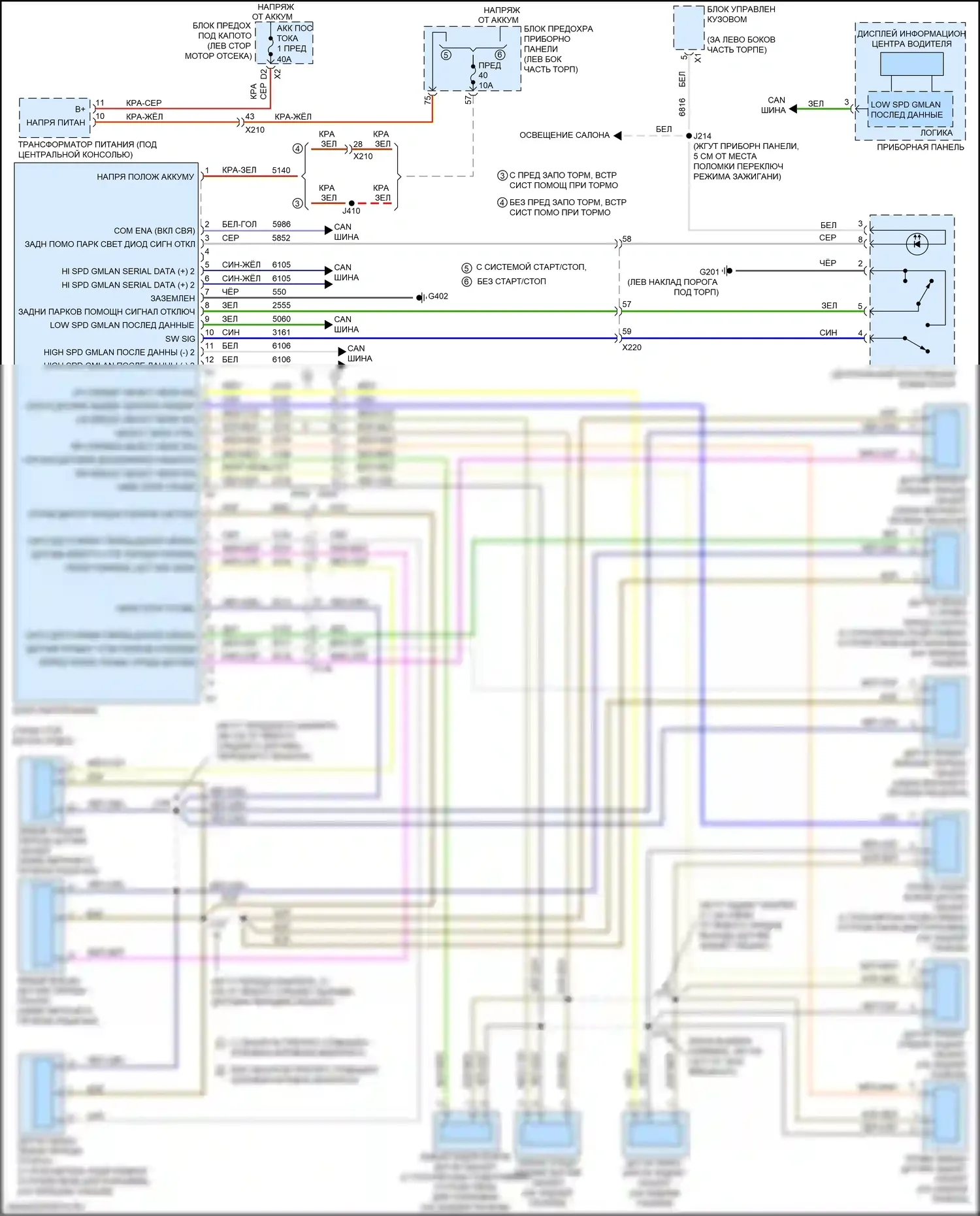 Malibu Chevrolet IX (2015-2018): Электросхема парктроника 