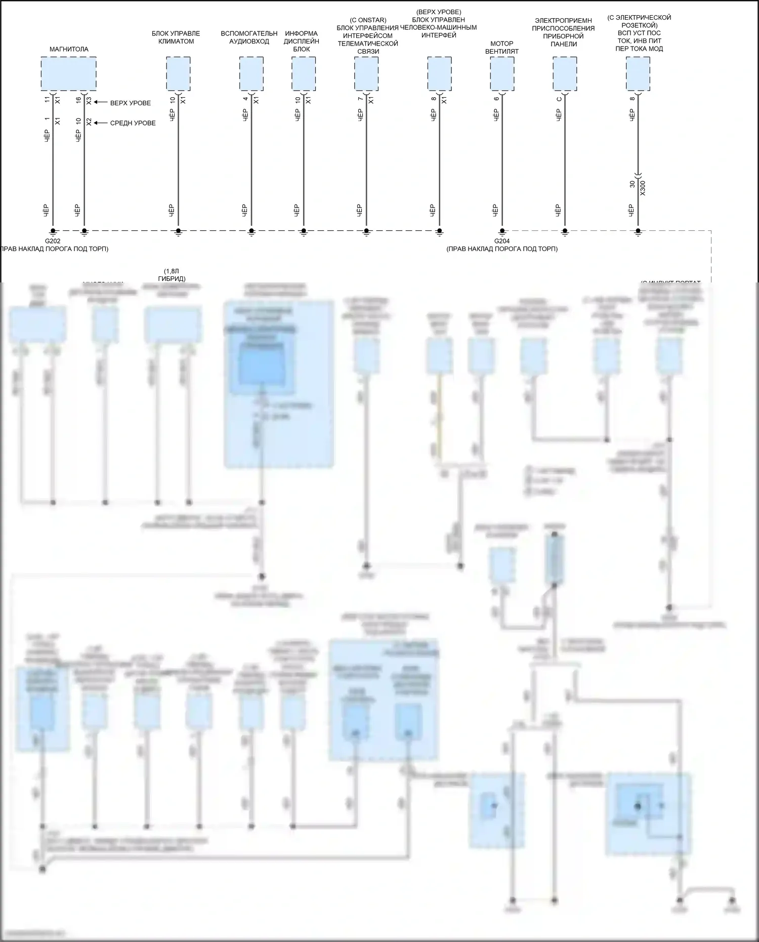 Malibu Chevrolet IX (2015-2018): Электросхема разводки массы (3 из 6) 