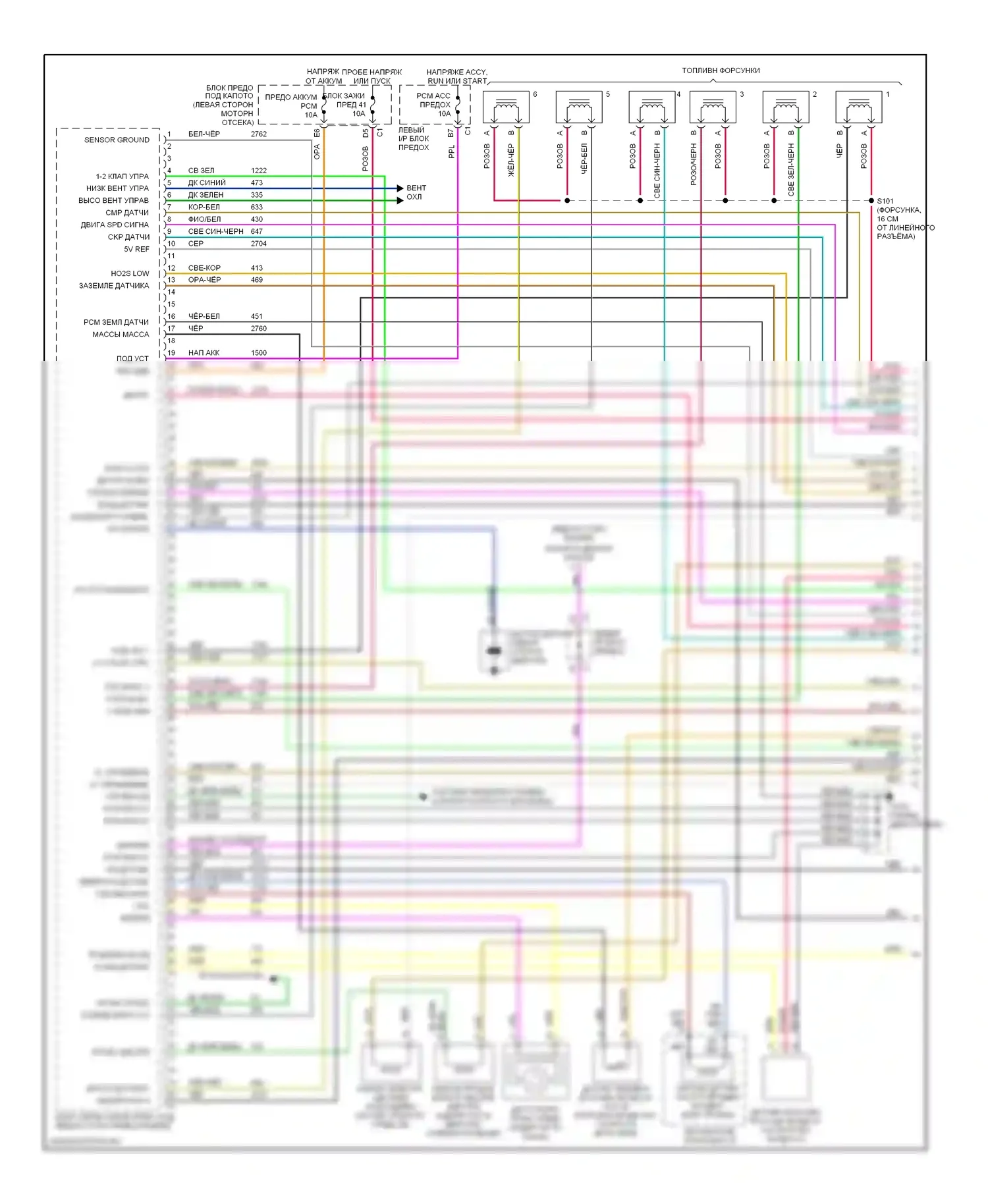 Malibu Chevrolet V рестайлинг (2000-2003): Электросхема двигателя 3.1l vin js (1 из 3) 