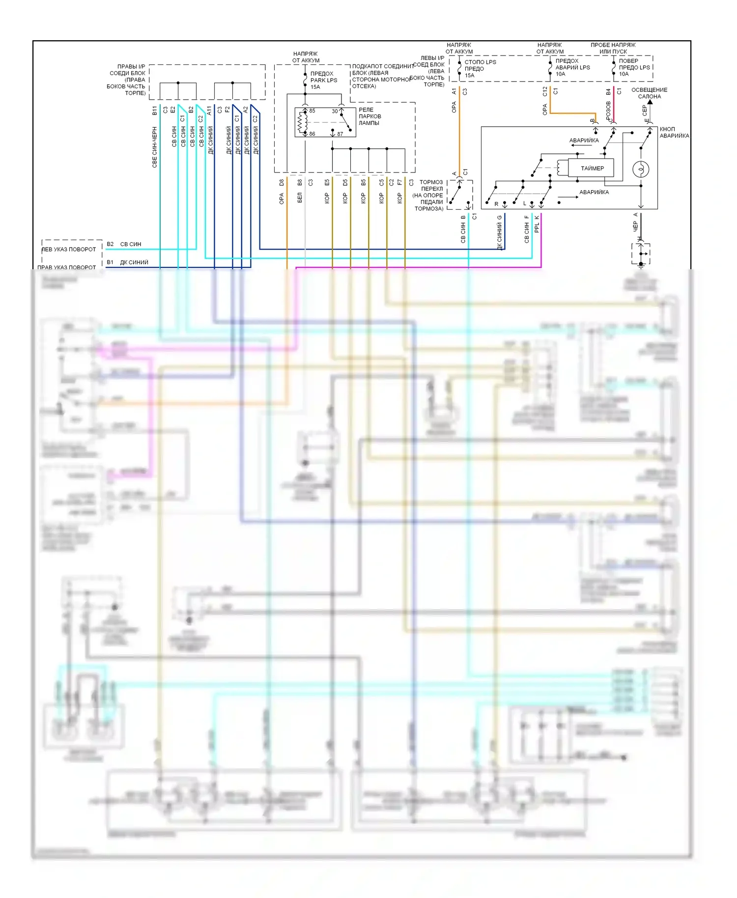 Malibu Chevrolet V рестайлинг (2000-2003): Электросхема фар и фонарей 
