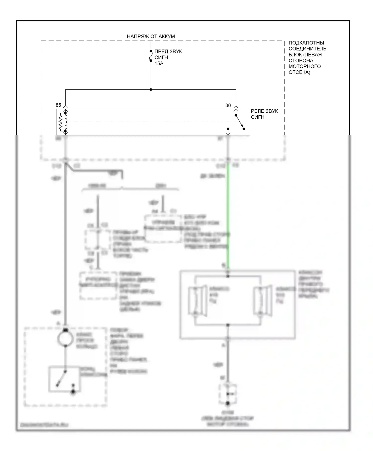 Malibu Chevrolet V рестайлинг (2000-2003): Электросхема клаксона 