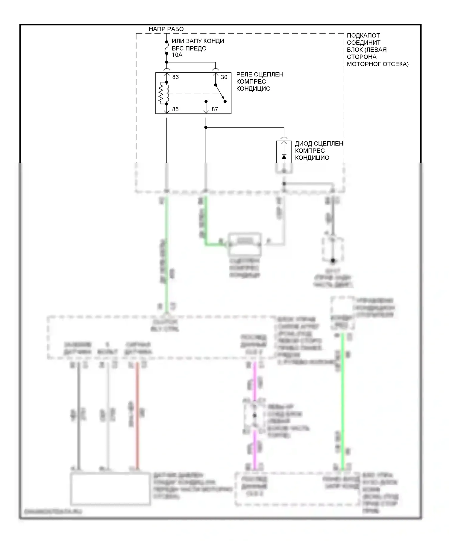 Malibu Chevrolet V рестайлинг (2000-2003): Электросхема компрессора 