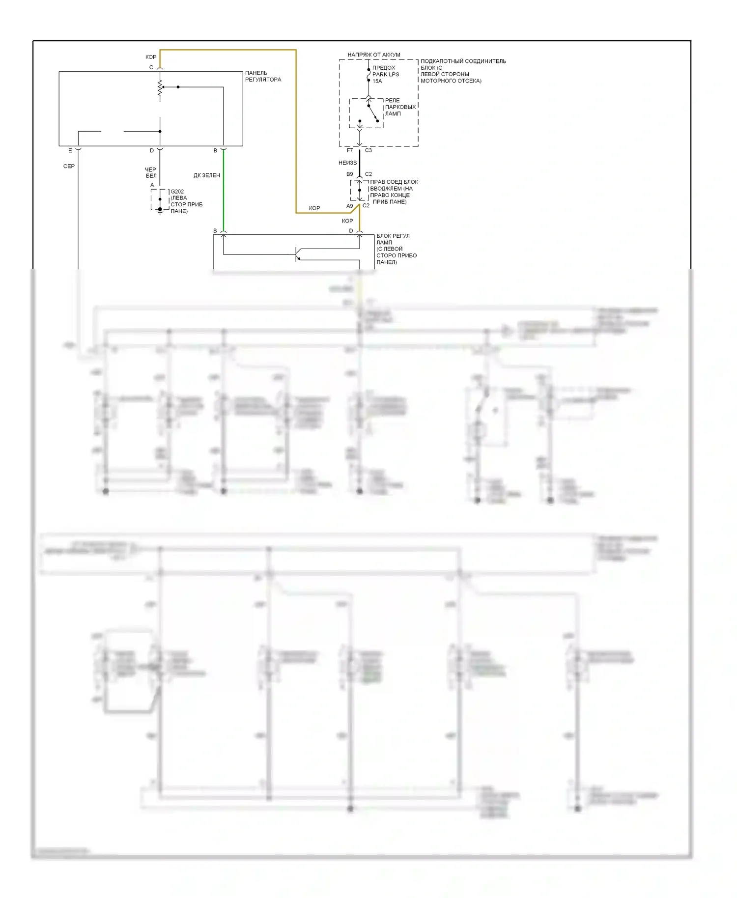 Malibu Chevrolet V рестайлинг (2000-2003): Электросхема подсветки приборной панели 