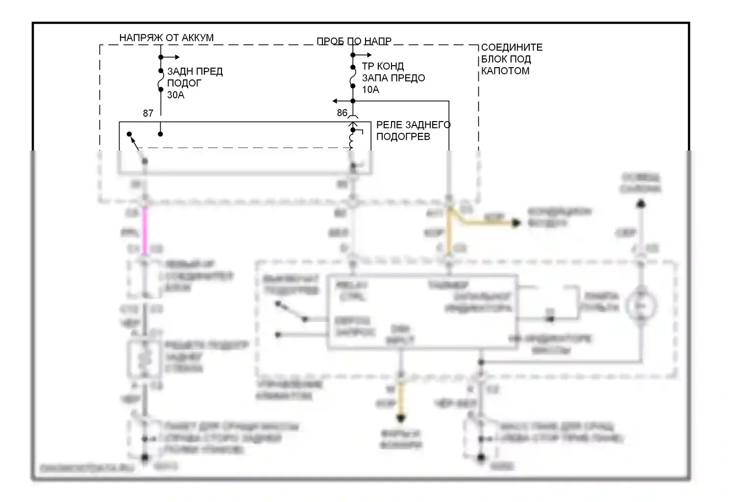 Malibu Chevrolet V рестайлинг (2000-2003): Электросхема подогрева 