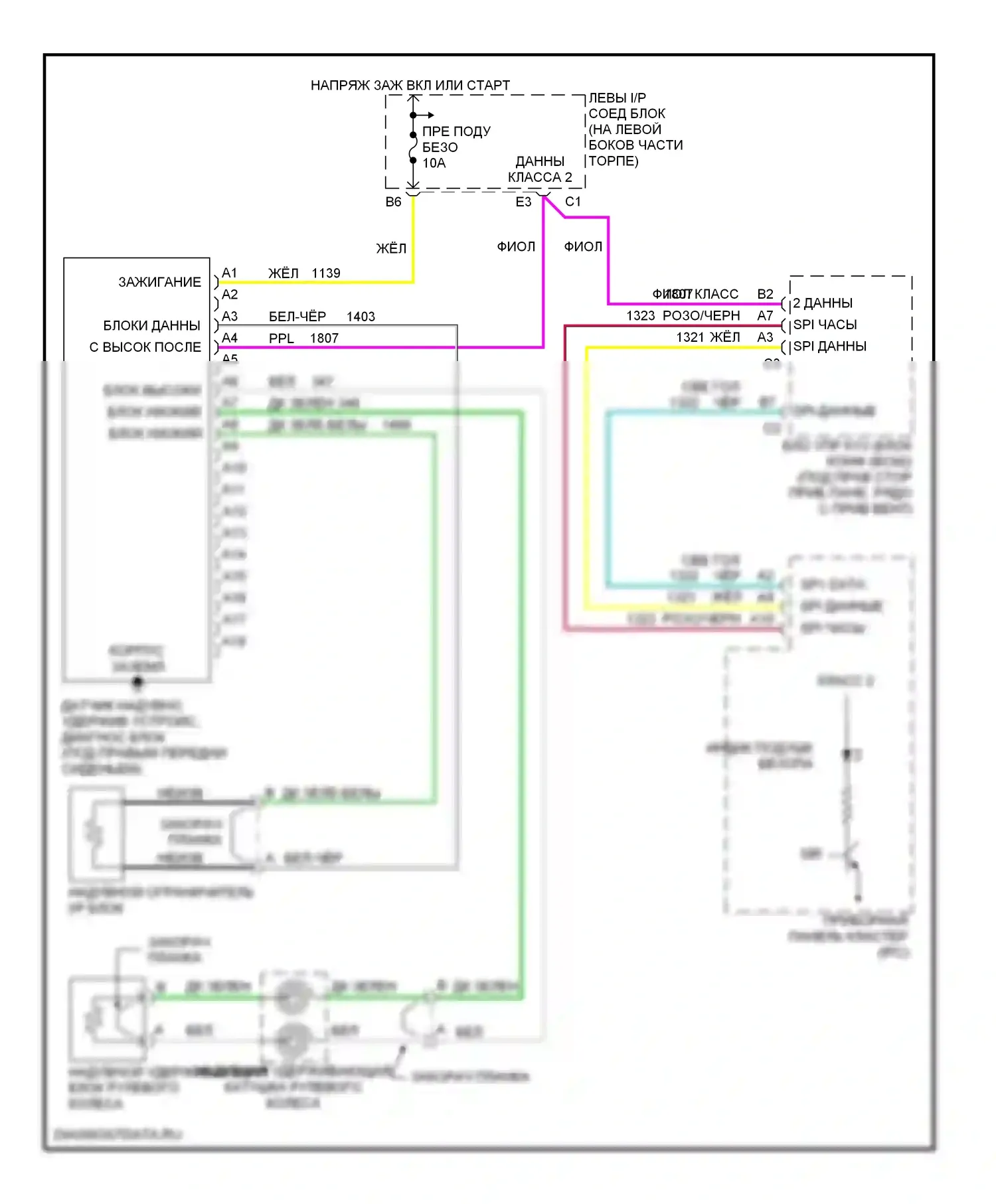 Malibu Chevrolet V рестайлинг (2000-2003): Электросхема подушек безопасности 