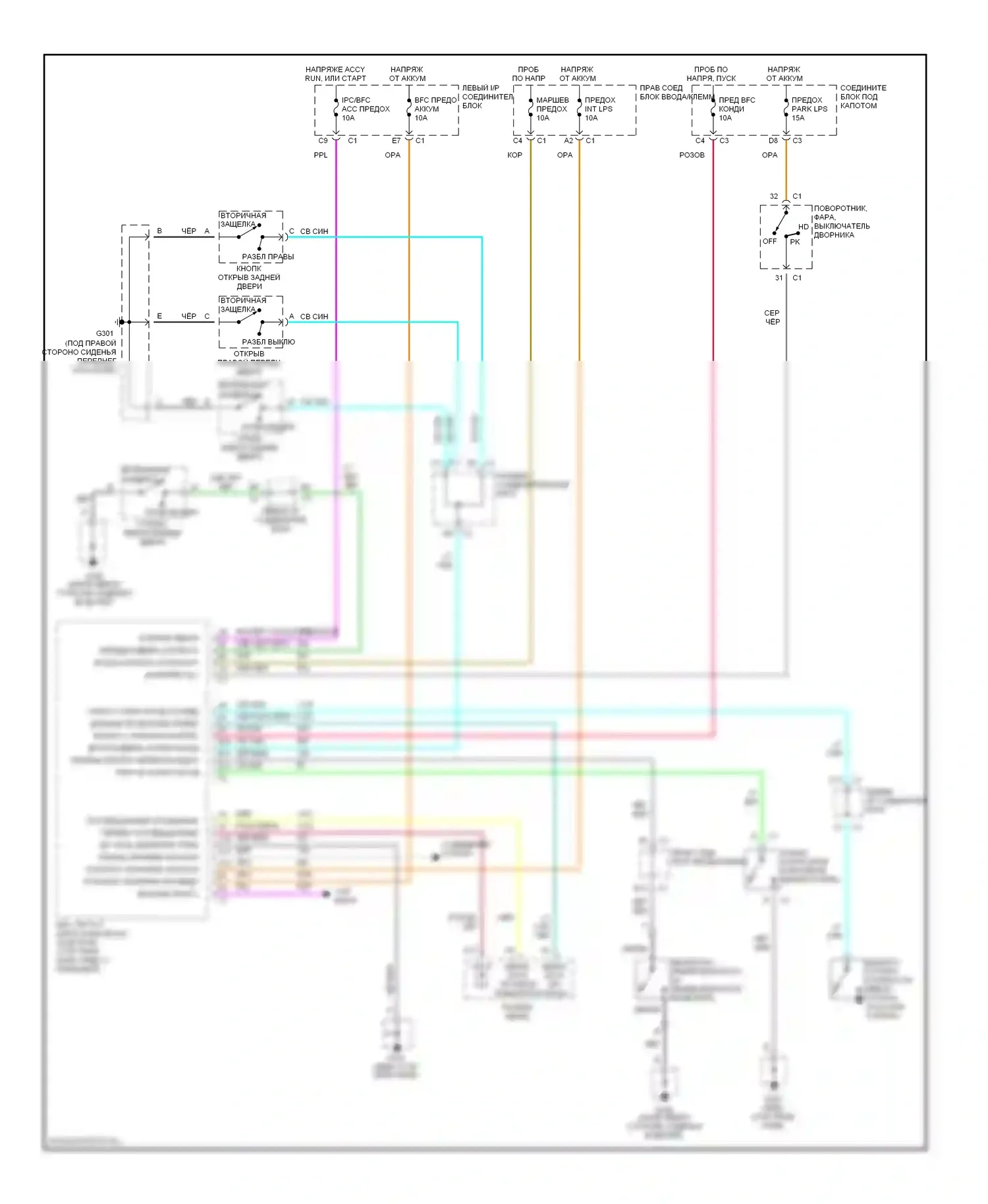 Malibu Chevrolet V рестайлинг (2000-2003): Электросхемы системы оповещения 