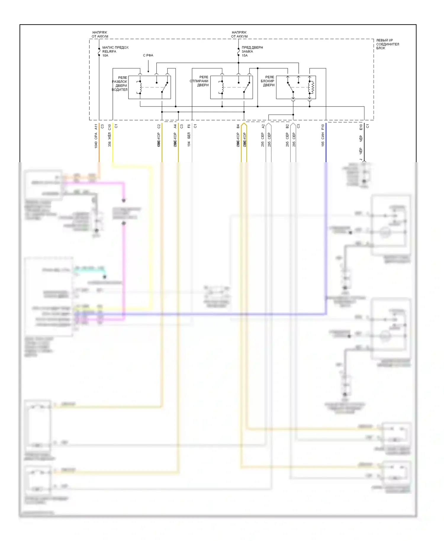 Malibu Chevrolet V рестайлинг (2000-2003): Электросхема замка силовой двери 