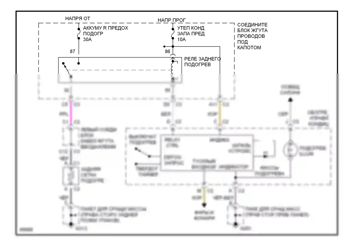 Malibu Chevrolet V (1996-2000): Электросхема подогрева 