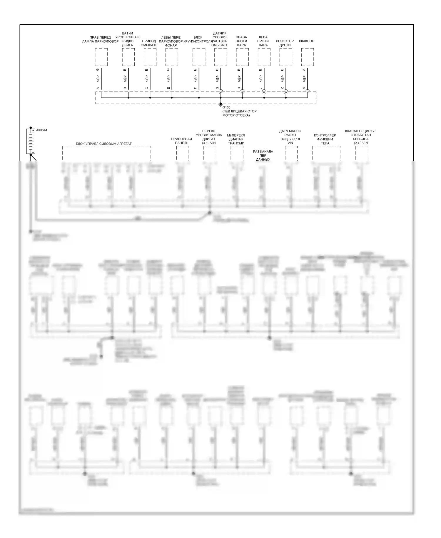 Malibu Chevrolet V (1996-2000): Электросхема разводки массы (1 из 2) 