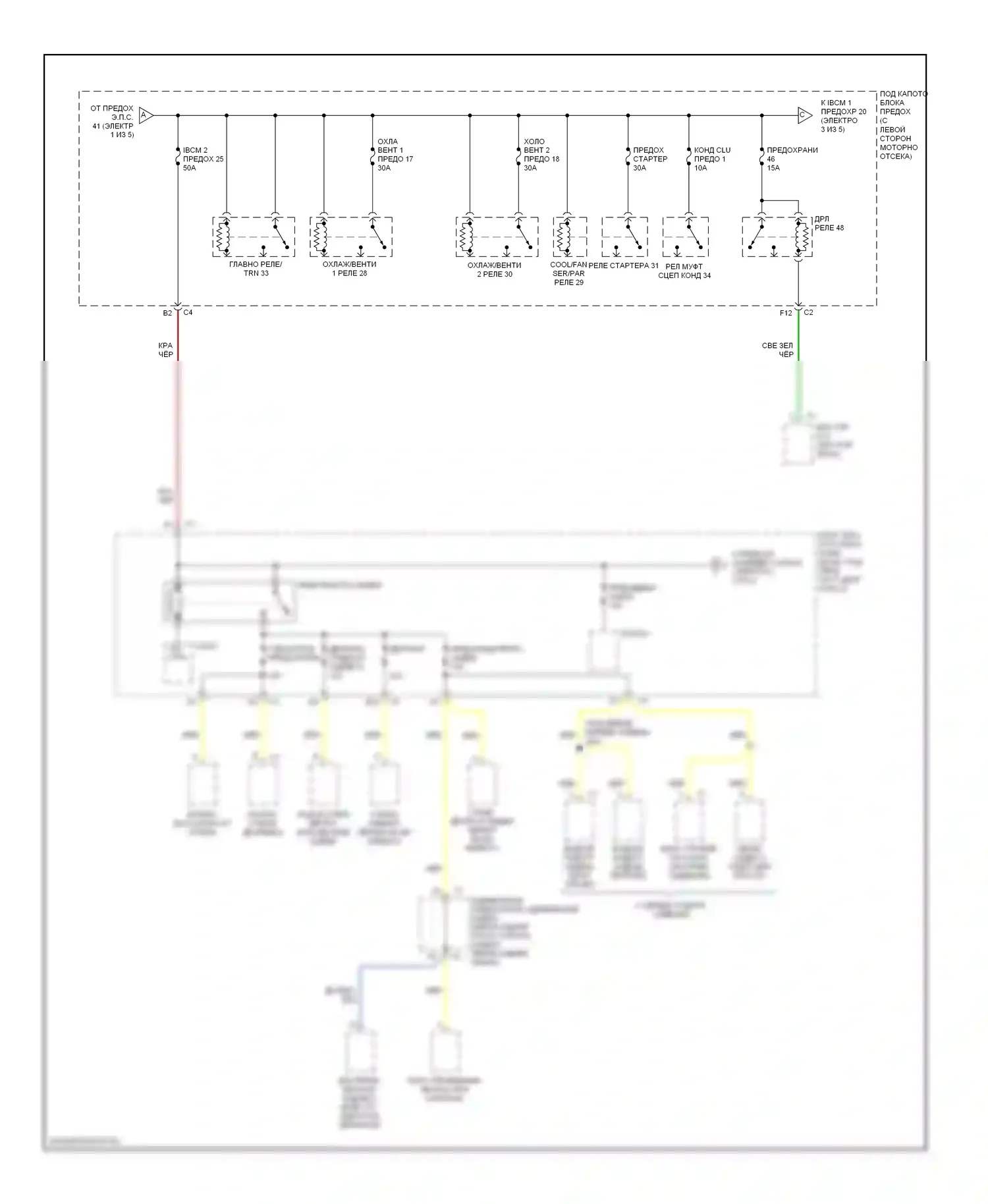 Malibu Chevrolet VI рестайлинг (2006-2008): Электросхема блока предохранителей реле (2 из 5) 