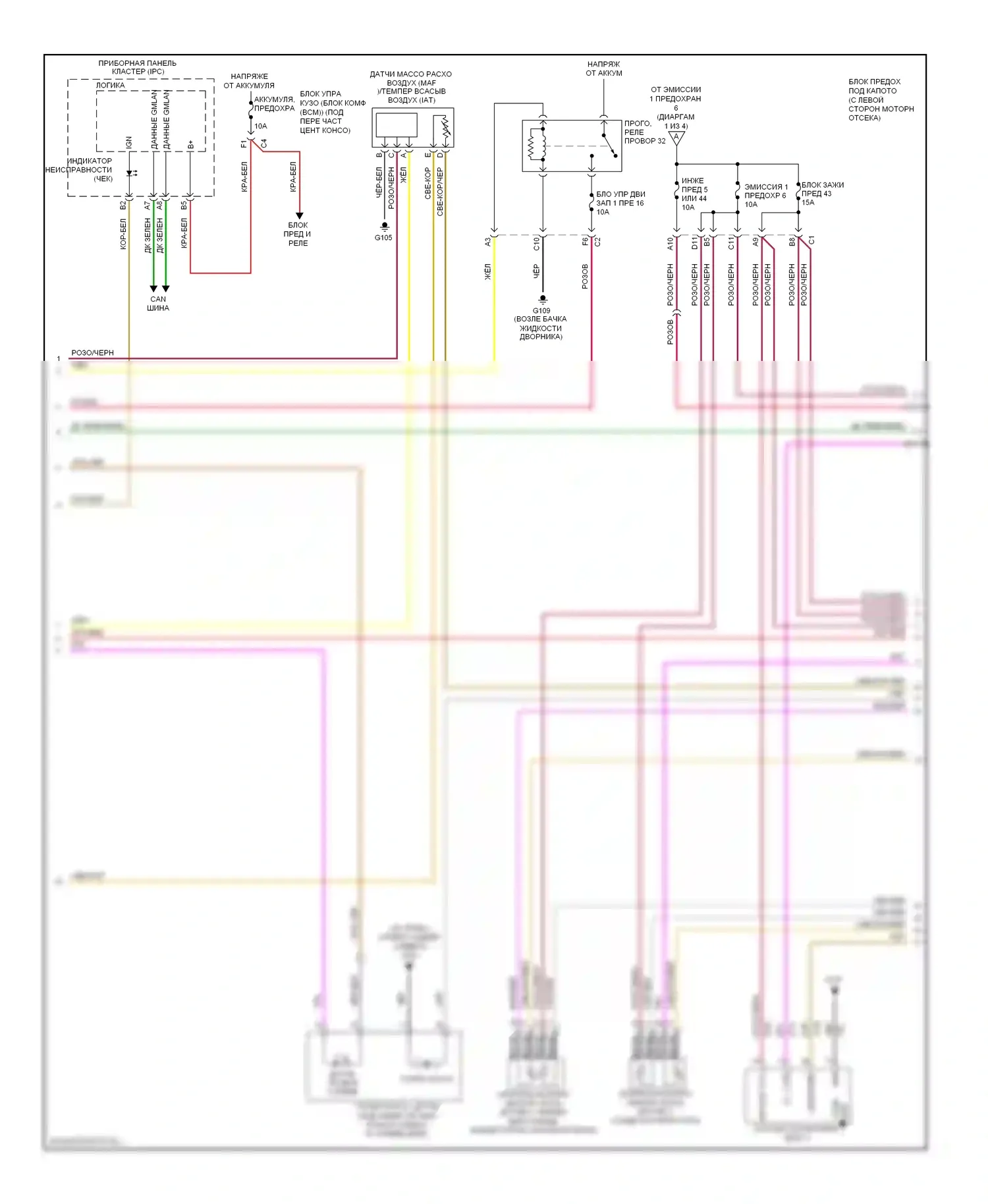 Malibu Chevrolet VI рестайлинг (2006-2008): Электросхема двигателя 2.2l vin f (2 из 4) 