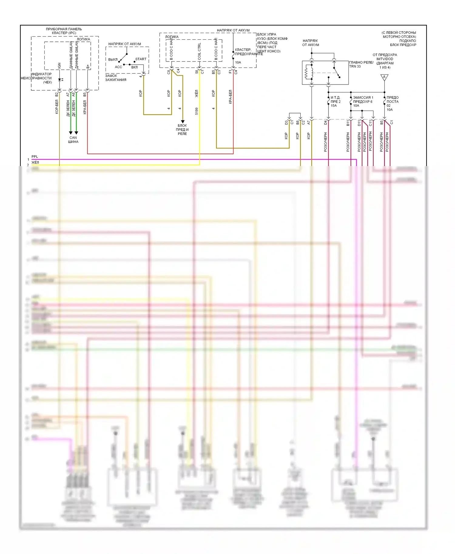 Malibu Chevrolet VI рестайлинг (2006-2008): Электросхема двигателя 3.9l vin 1 (2 из 4) 