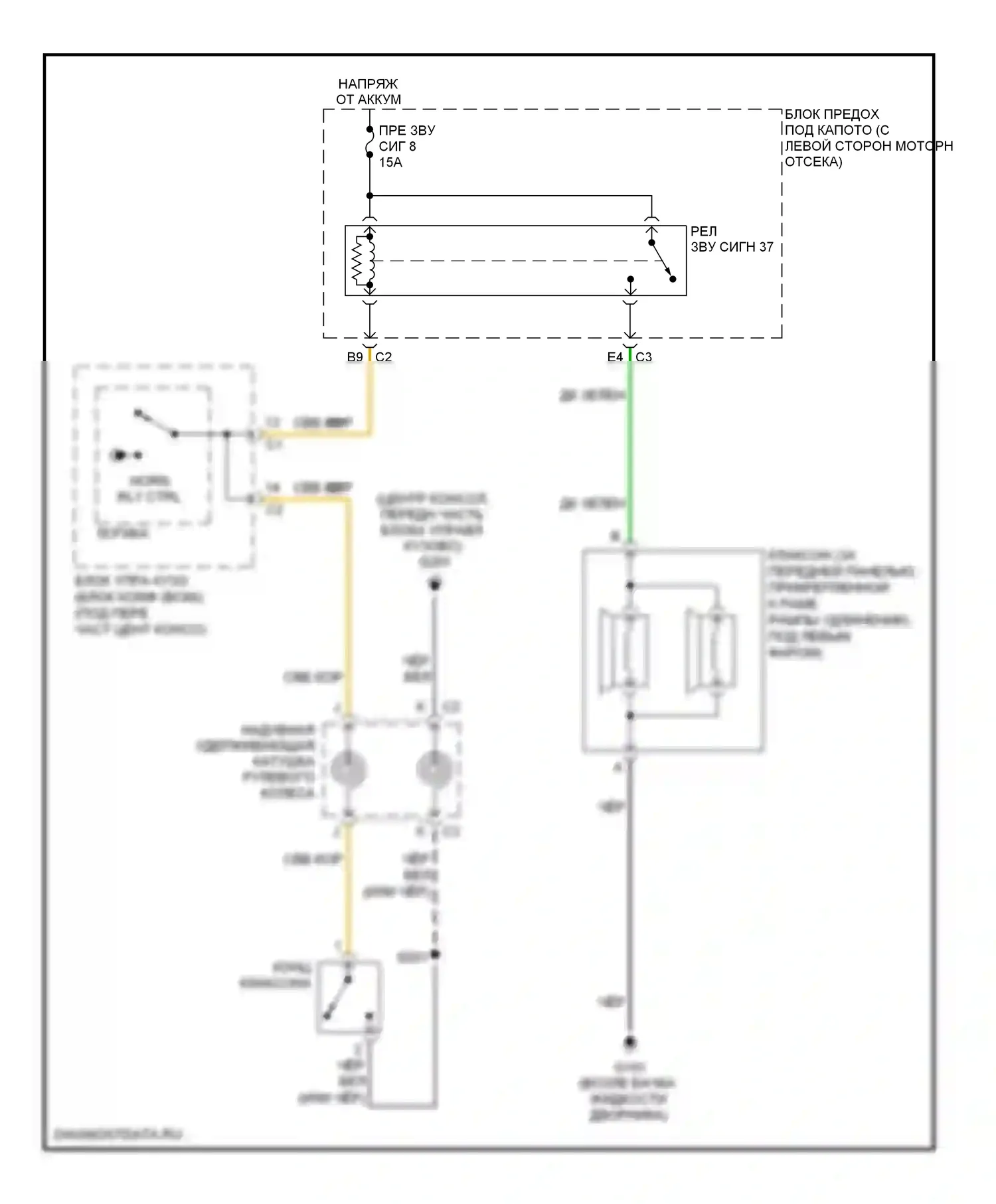 Malibu Chevrolet VI рестайлинг (2006-2008): Электросхема клаксона 