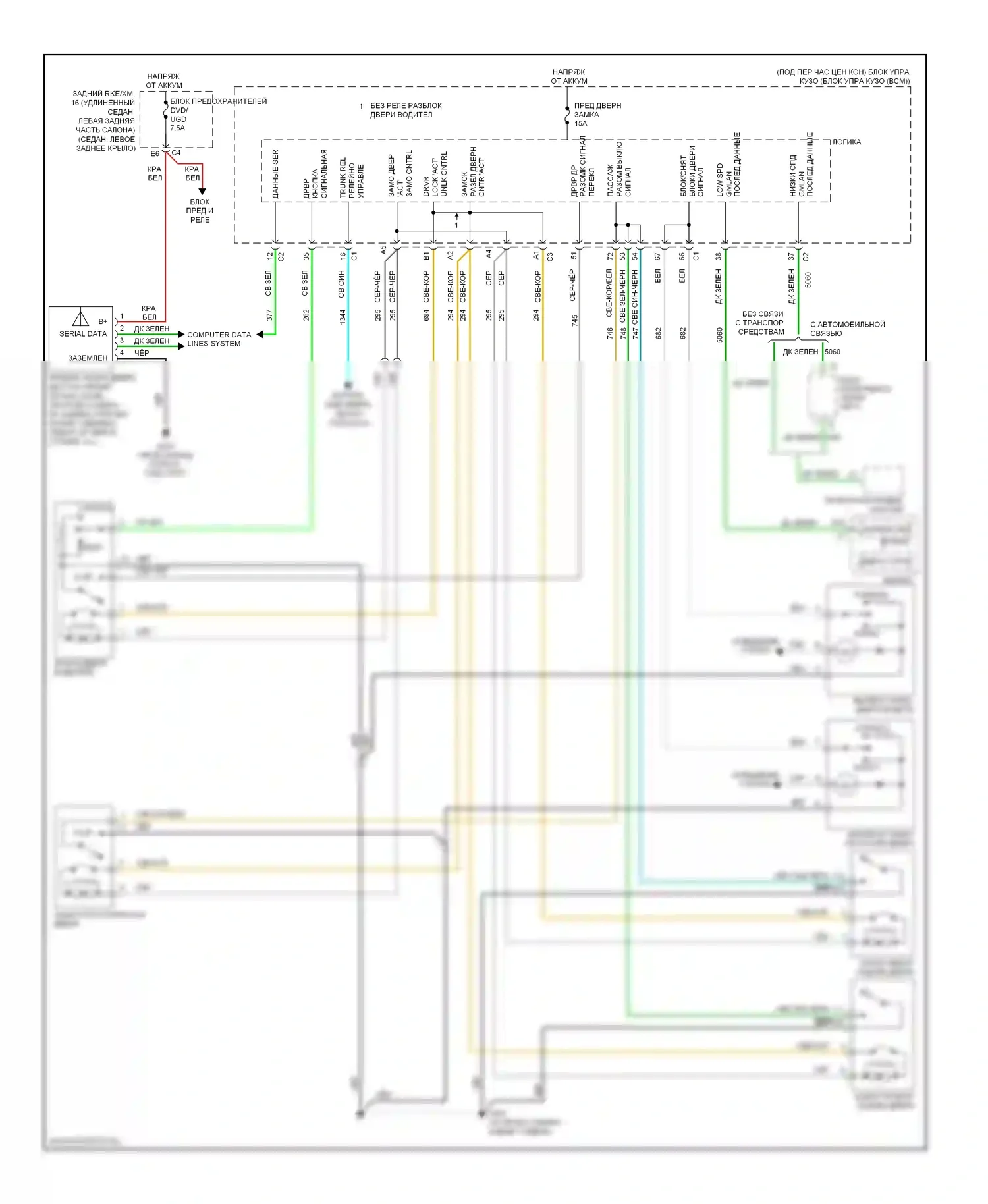 Malibu Chevrolet VI рестайлинг (2006-2008): Электросхема центрального замка 