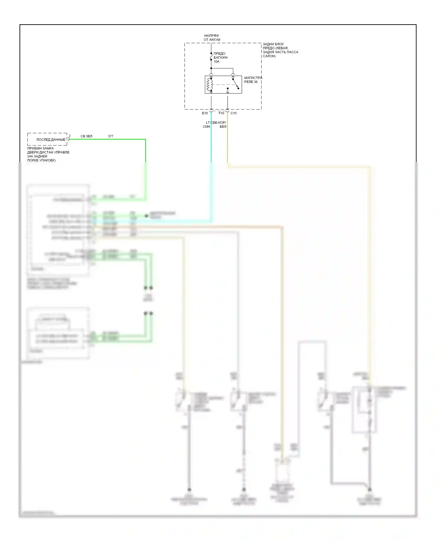 Malibu Chevrolet VI (2003-2006): Электросхема багажника, двери багажника, лючка топливного бака, 5 дверей 