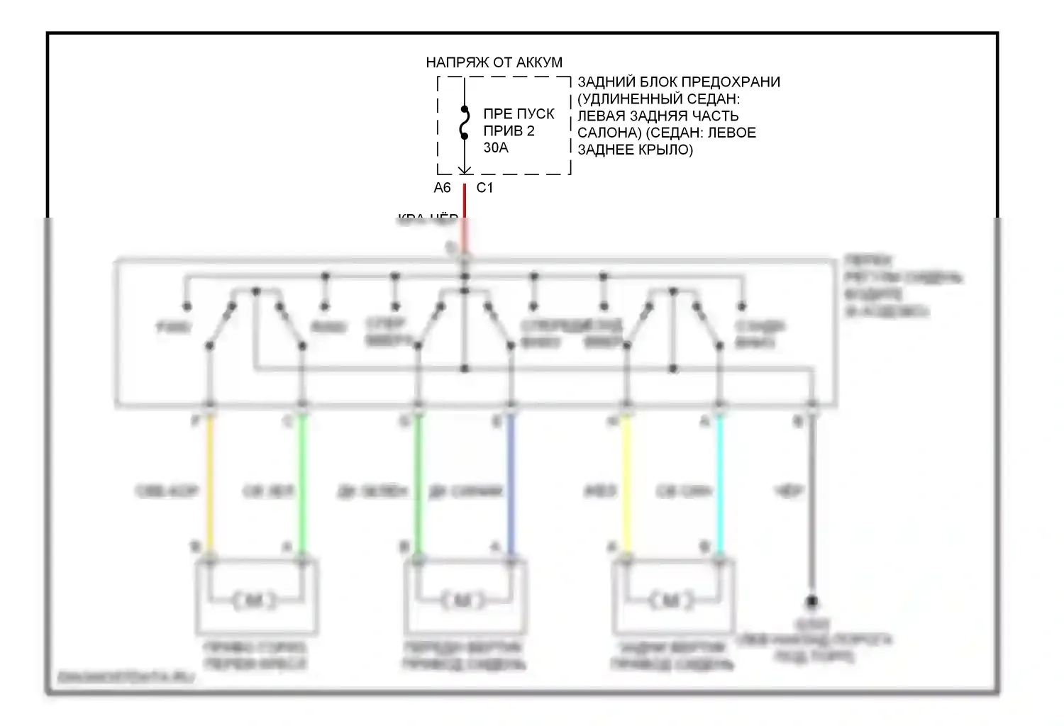 Malibu Chevrolet VI (2003-2006): 6-сторонняя электросхема сиденья питания 