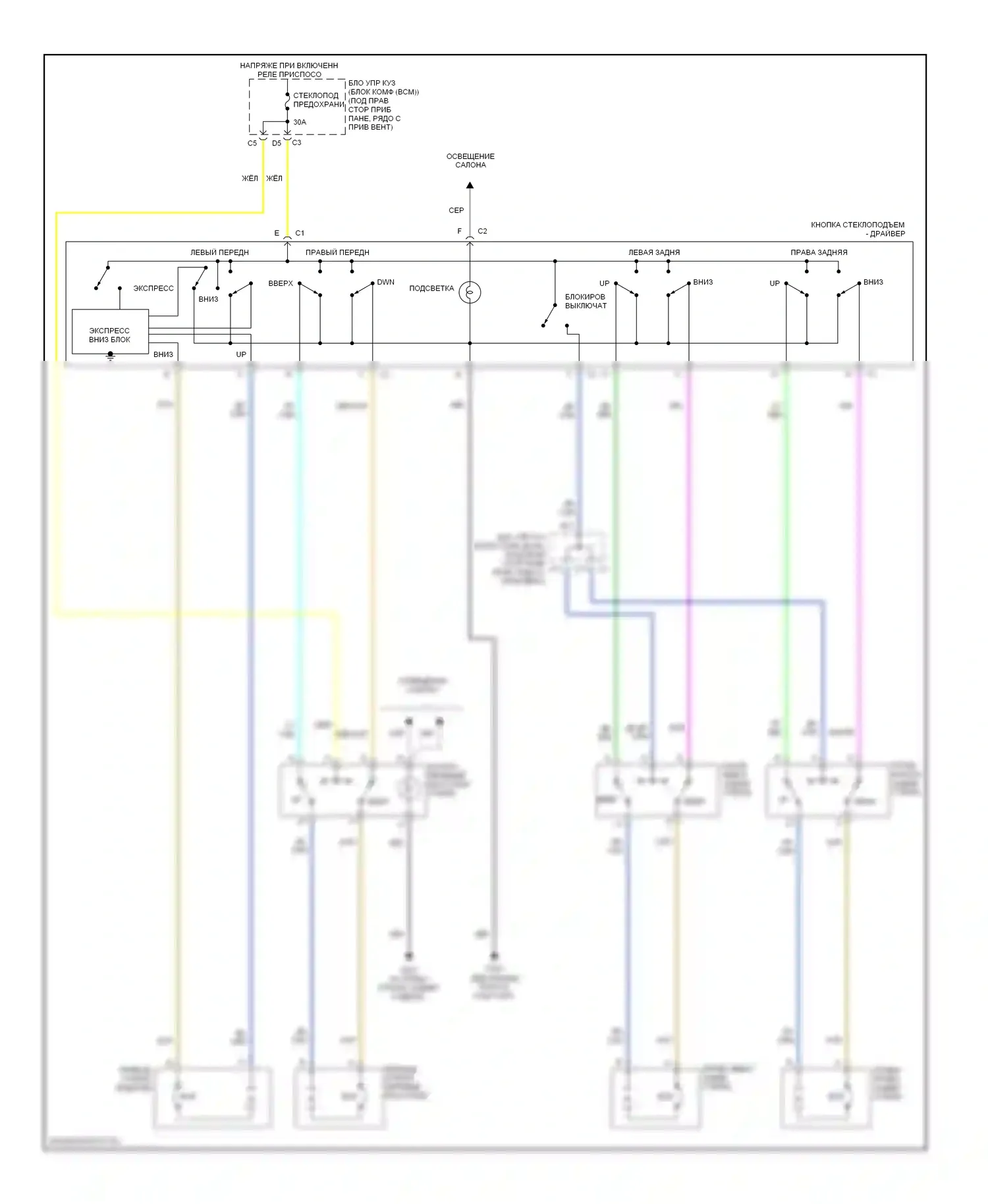 Malibu Chevrolet VI (2003-2006): Стеклоподъемники электросхема 