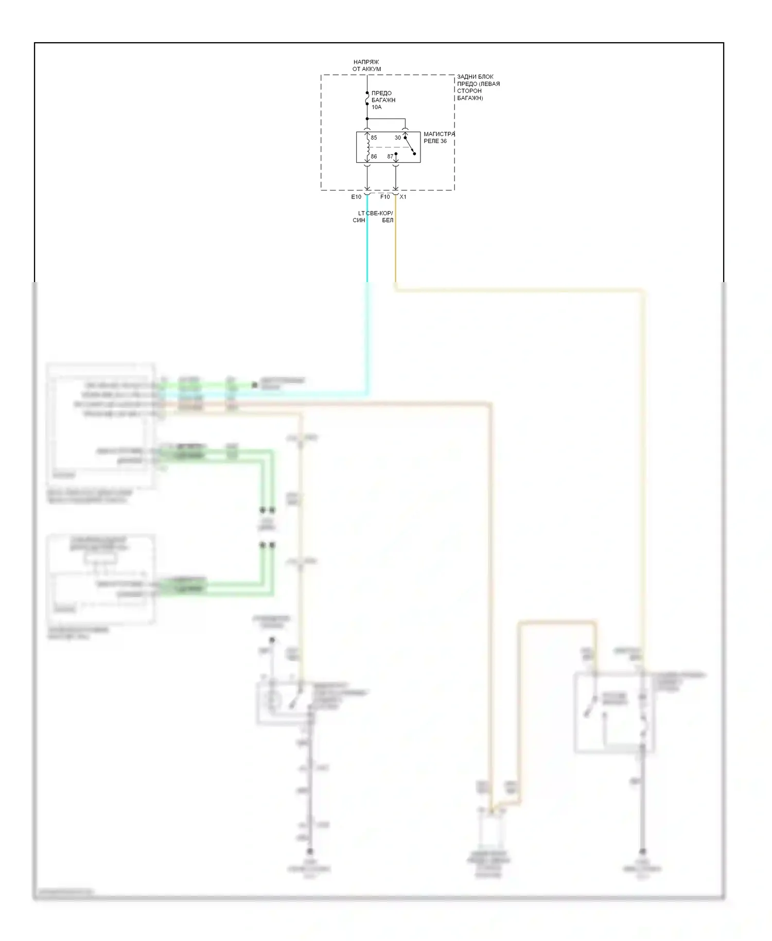 Malibu Chevrolet VII (2008-2012): Электросхема разблокировки багажника/задней двери 