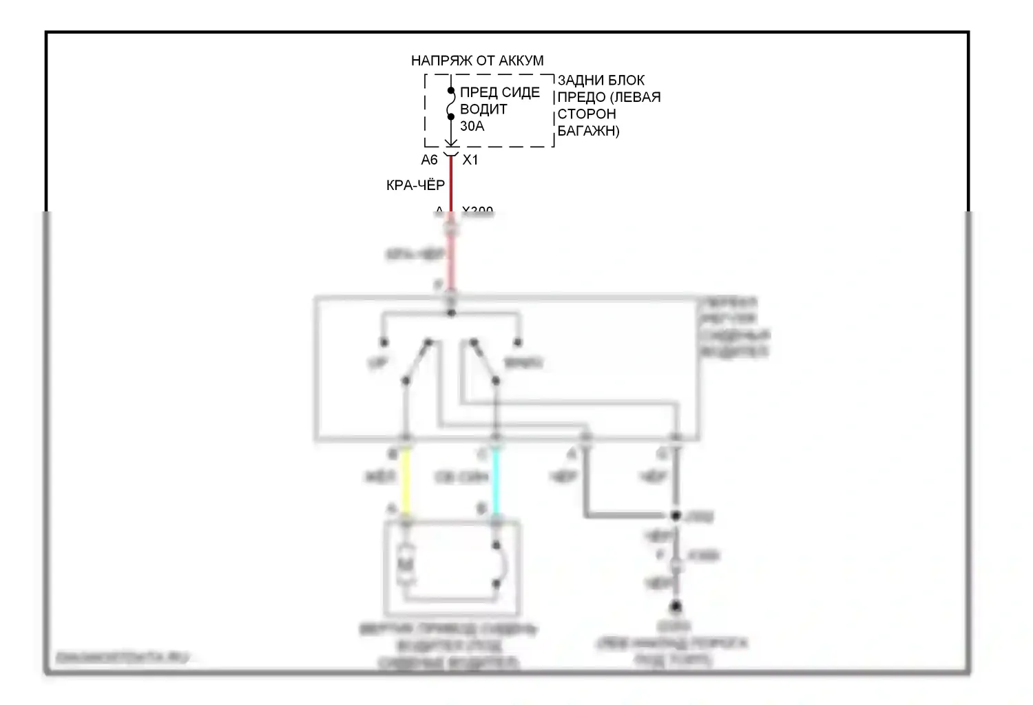 Malibu Chevrolet VII (2008-2012): Питание водительского сиденья электросхема, 2-стороннее сиденье с электроприводом 