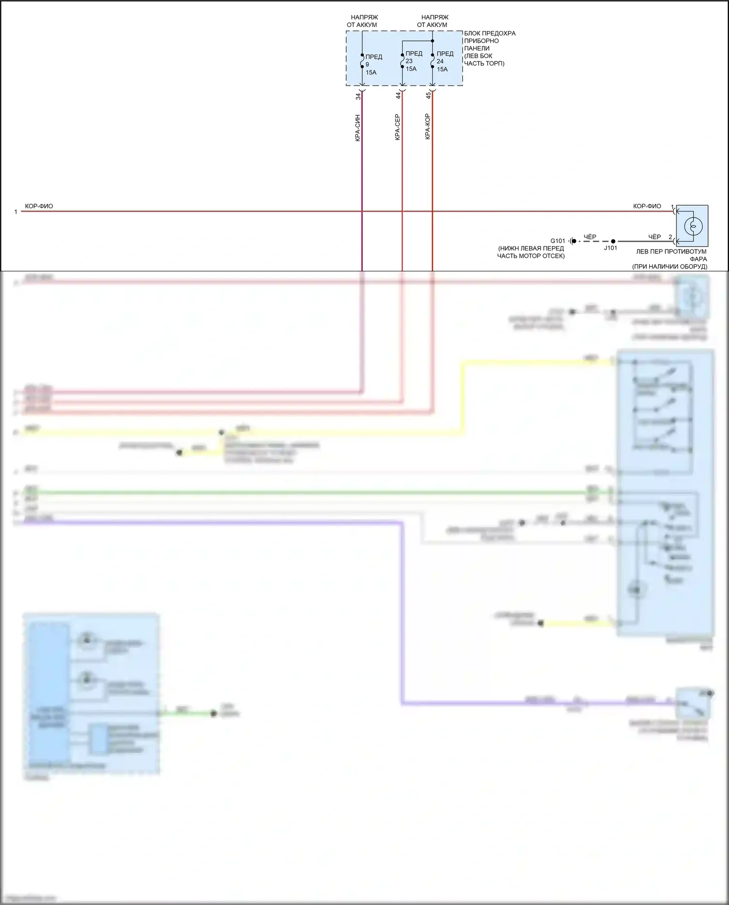 Malibu Chevrolet VIII рестайлинг (2013-2016): Электросхема фар, с разрядкой высокой интенсивности (2 из 2) 