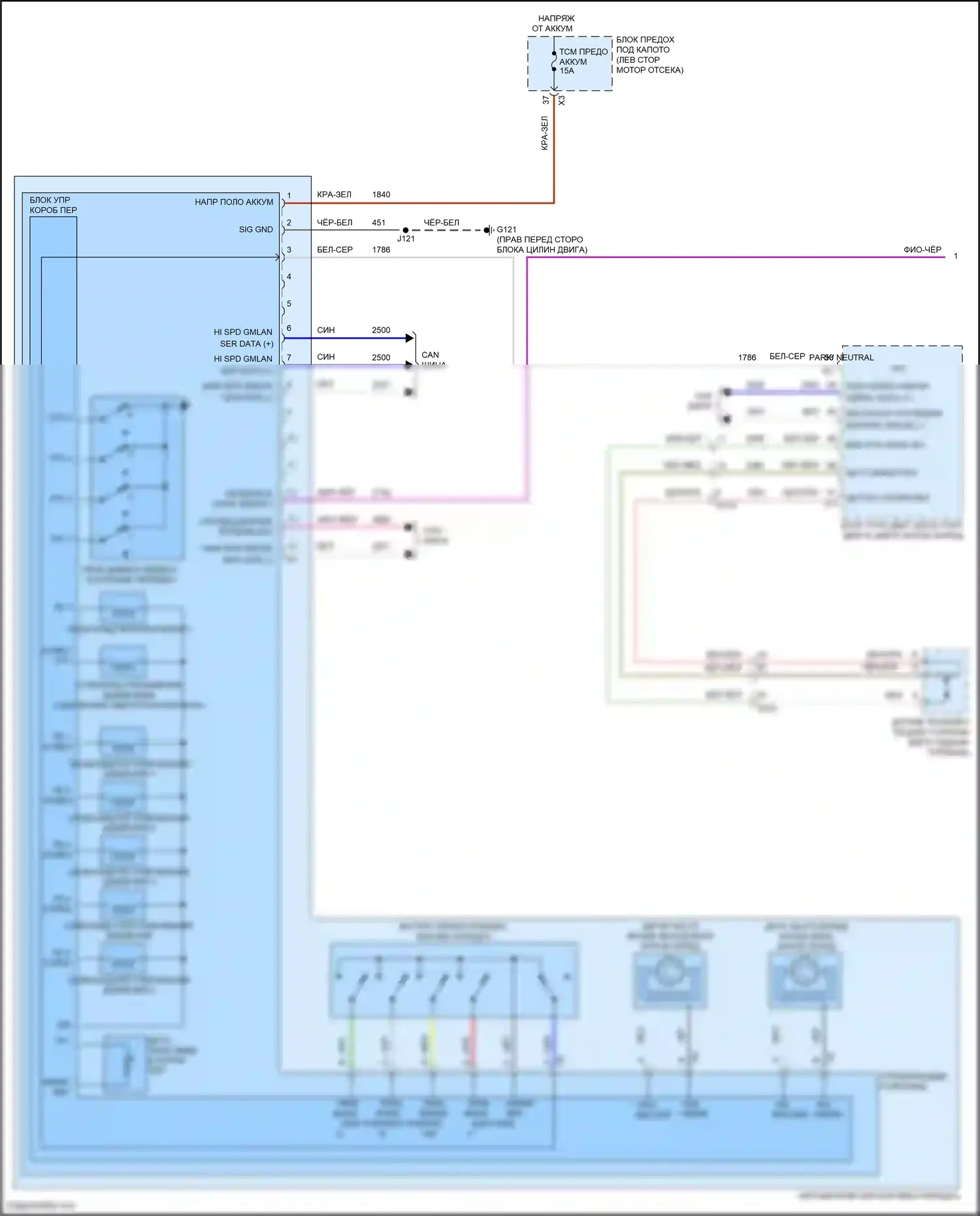 Malibu Chevrolet VIII рестайлинг (2013-2016): 2,5л vin l, электросхема коробки передач (1 из 2) 