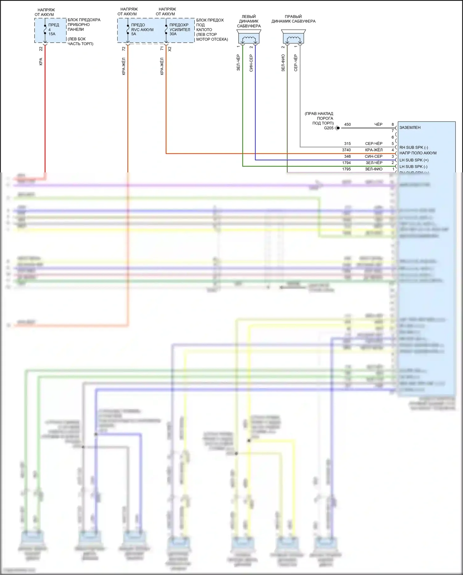 Malibu Chevrolet VIII рестайлинг (2013-2016): Электросхема радиосети, с усилителем (4 из 4) 