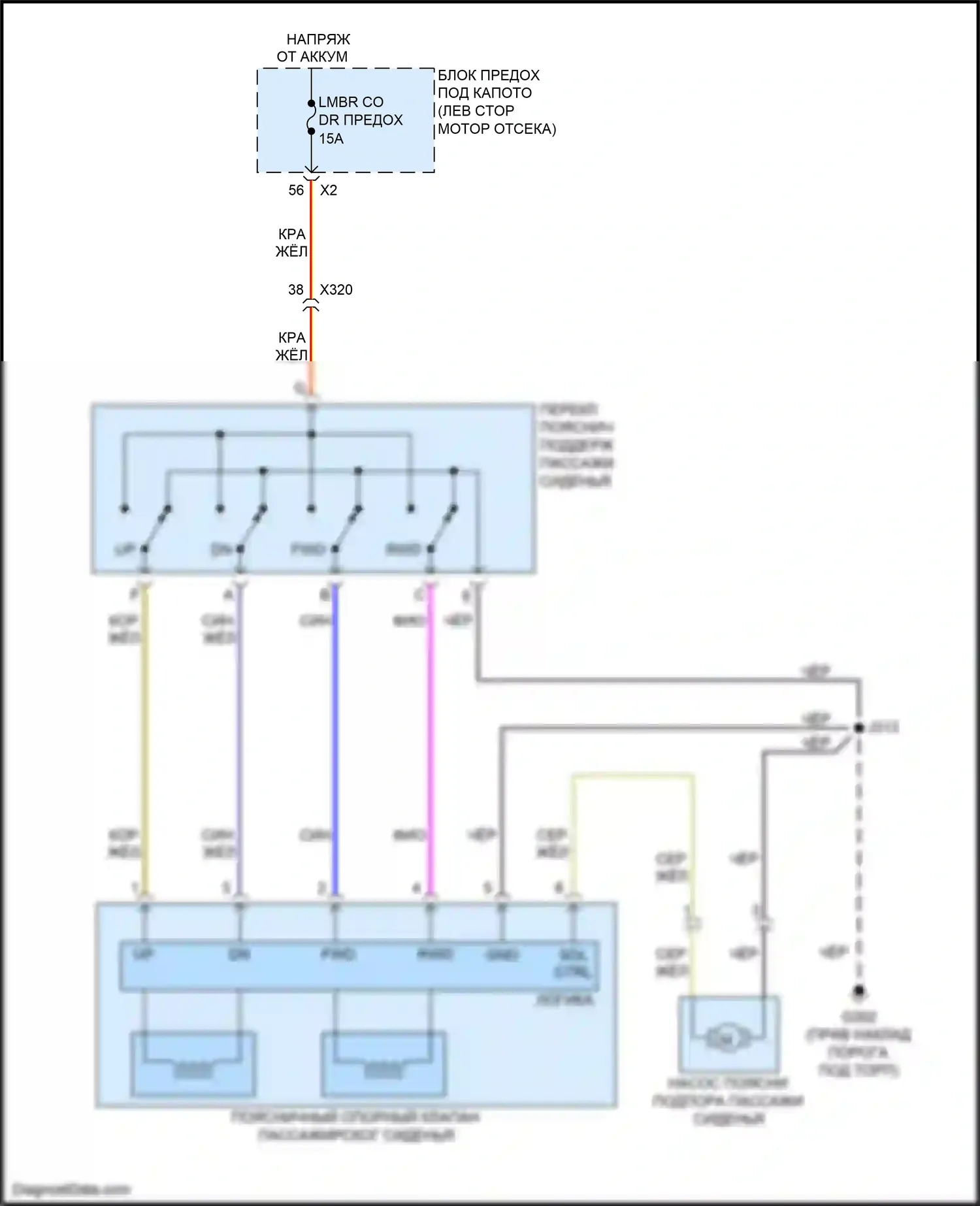 Malibu Chevrolet VIII рестайлинг (2013-2016): Поясничная электросхема пассажира 