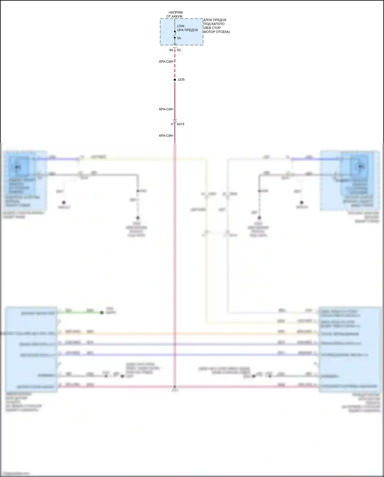 Malibu Chevrolet VIII рестайлинг (2013-2016): Электросхема мониторинга в слепой зоне 