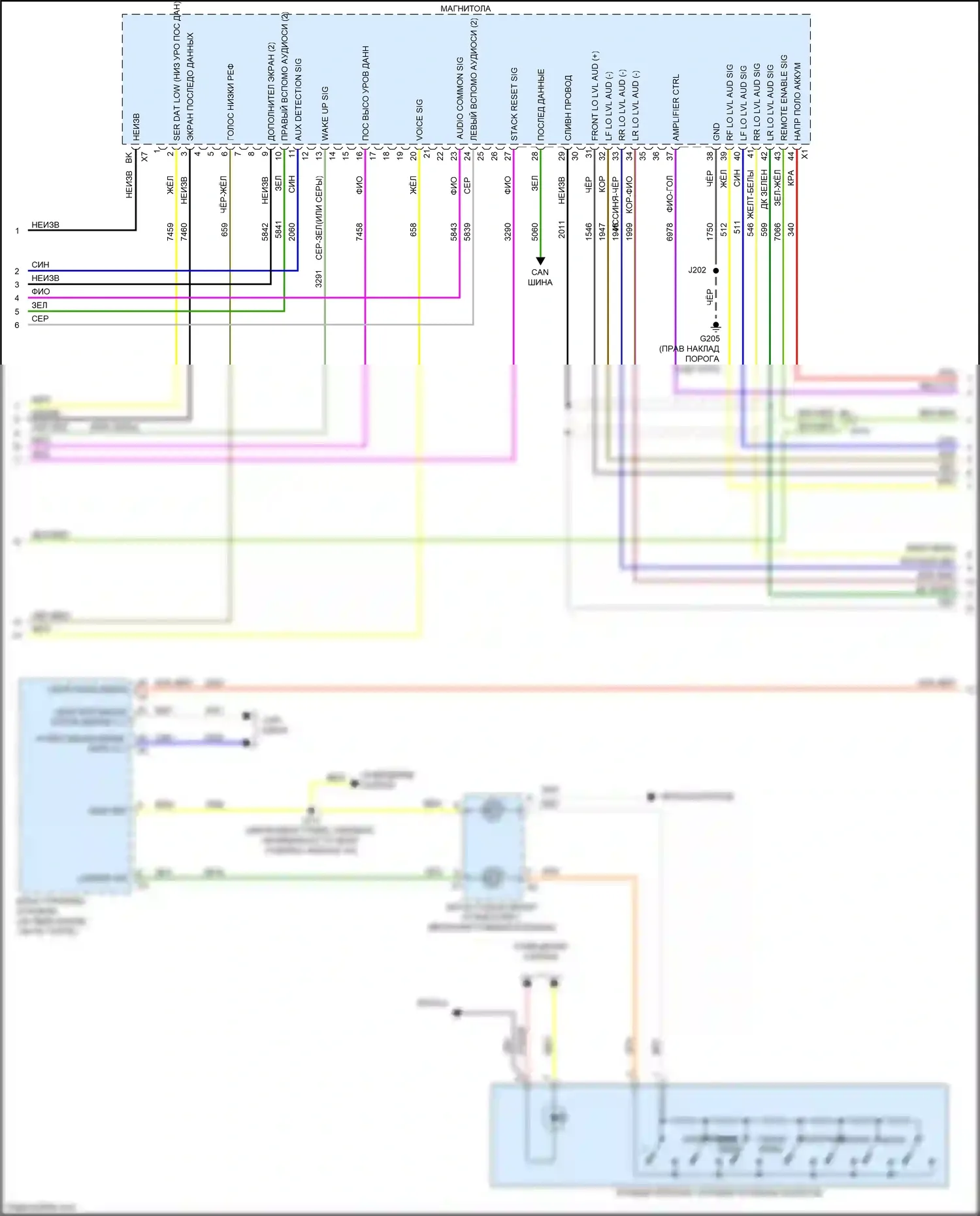 Malibu Chevrolet VIII рестайлинг (2013-2016): Электросхема навигации, с усилителем (3 из 4) 