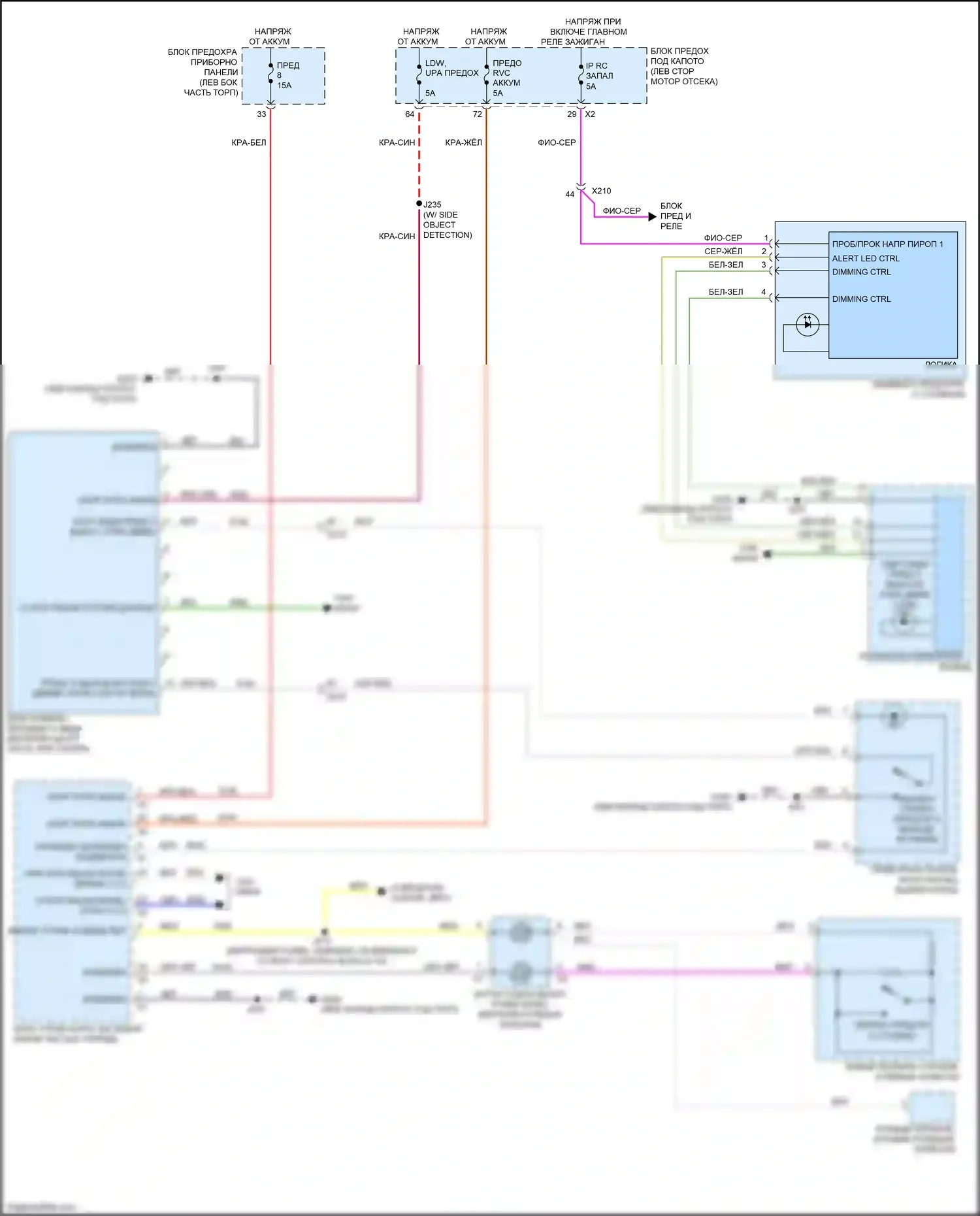 Malibu Chevrolet VIII рестайлинг (2013-2016): Электросхема сигнализации о выезде с полосы движения 