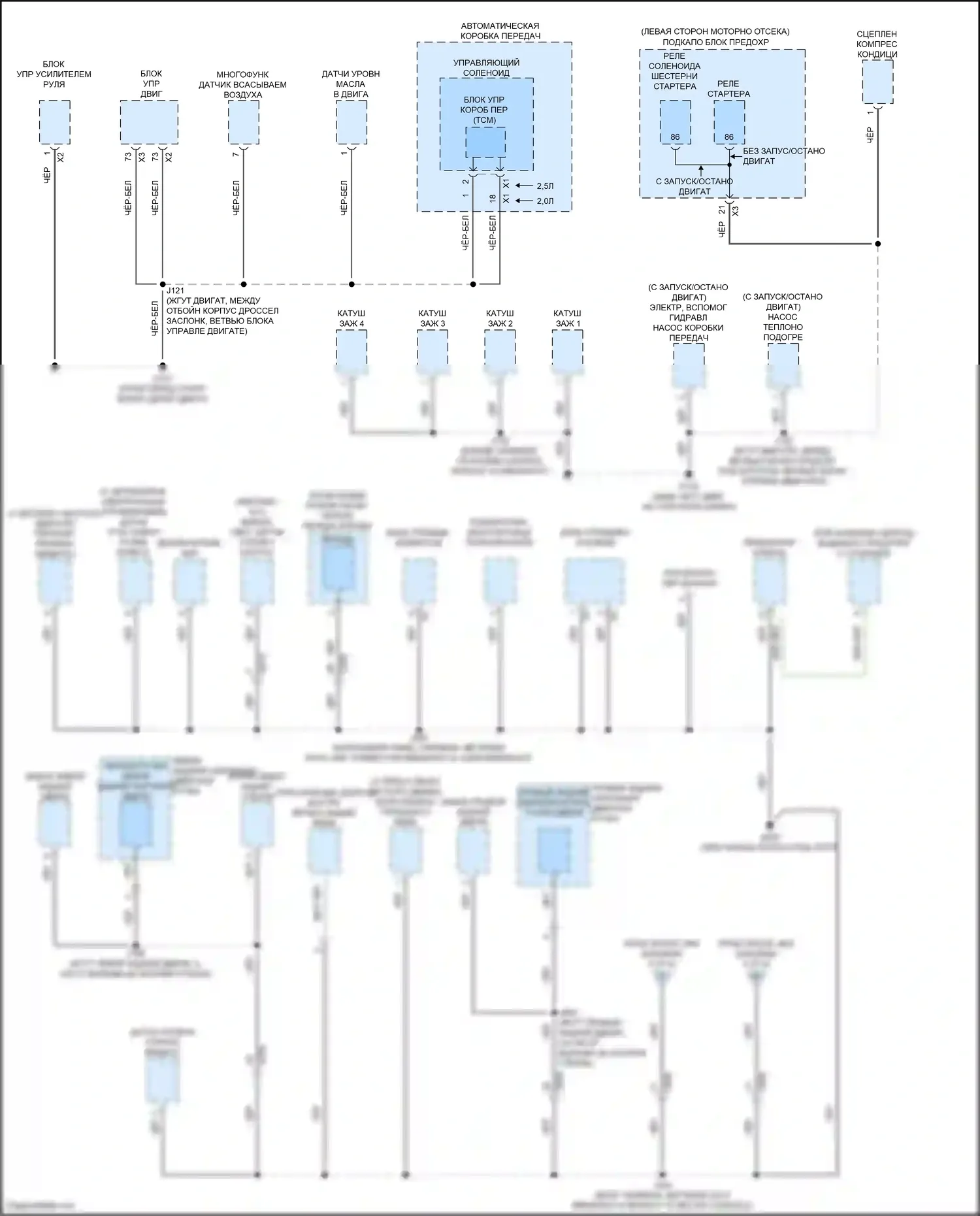 Malibu Chevrolet VIII рестайлинг (2013-2016): Электросхема разводки массы (2 из 6) 