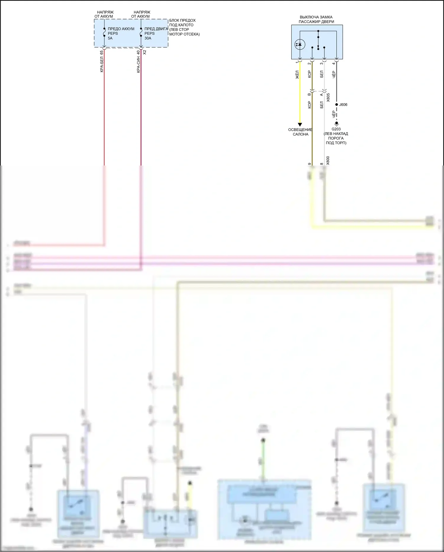 Malibu Chevrolet VIII рестайлинг (2013-2016): Электросхема центрального замка, с пассивным бесключевым доступом (2 из 4) 