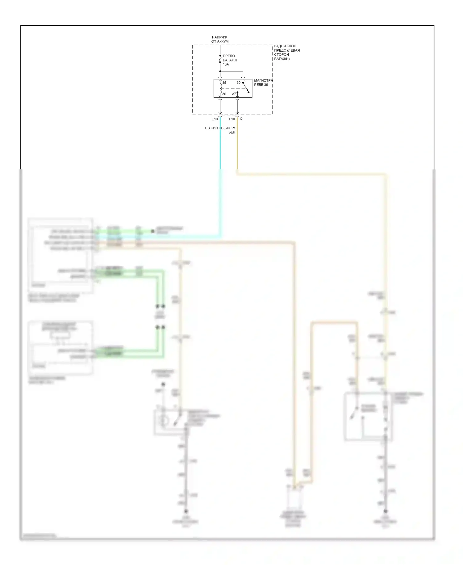 Malibu Chevrolet VIII (2011-2014): Электросхема разблокировки багажника/задней двери 