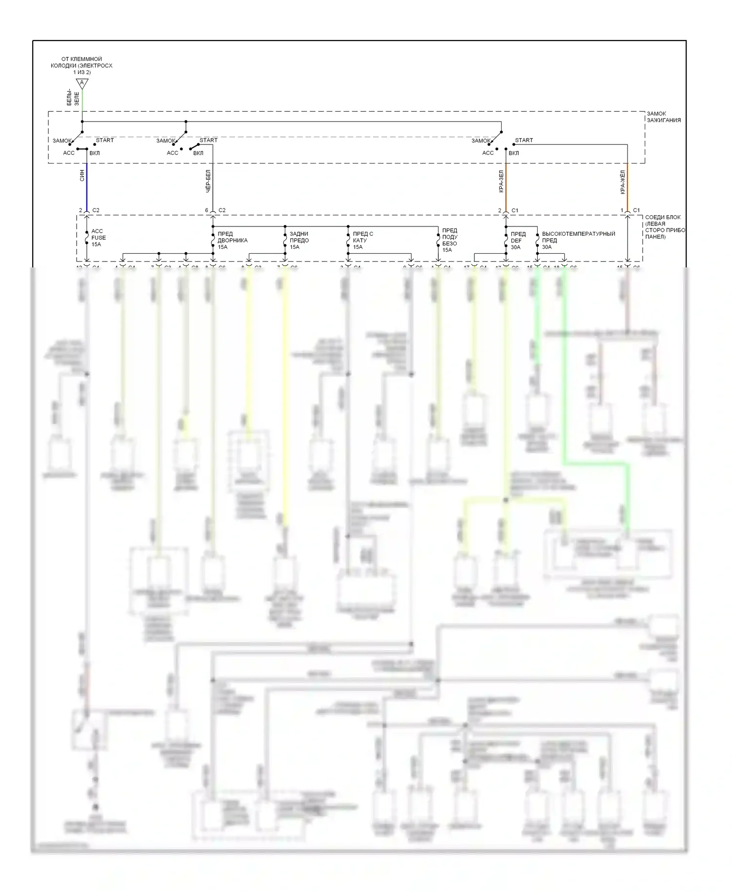 Metro Chevrolet I (1997-2001): Электросхема блока предохранителей реле (2 из 2) 