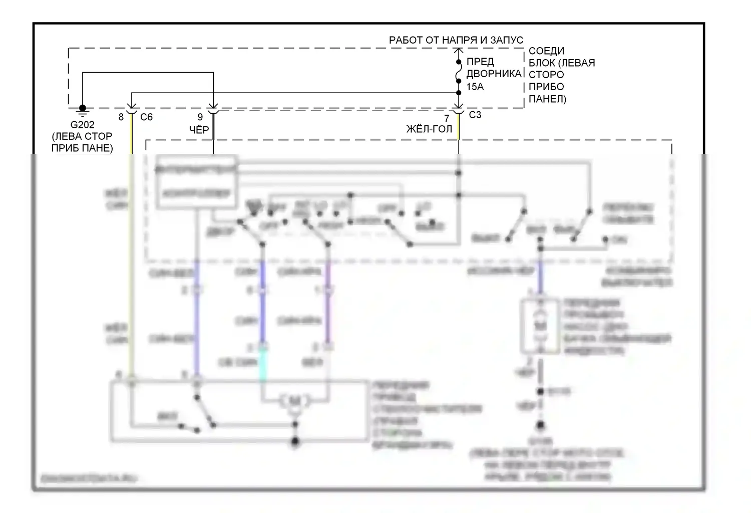 Metro Chevrolet I (1997-2001): Интервал дворников и омывателей монтажной электросхемой 